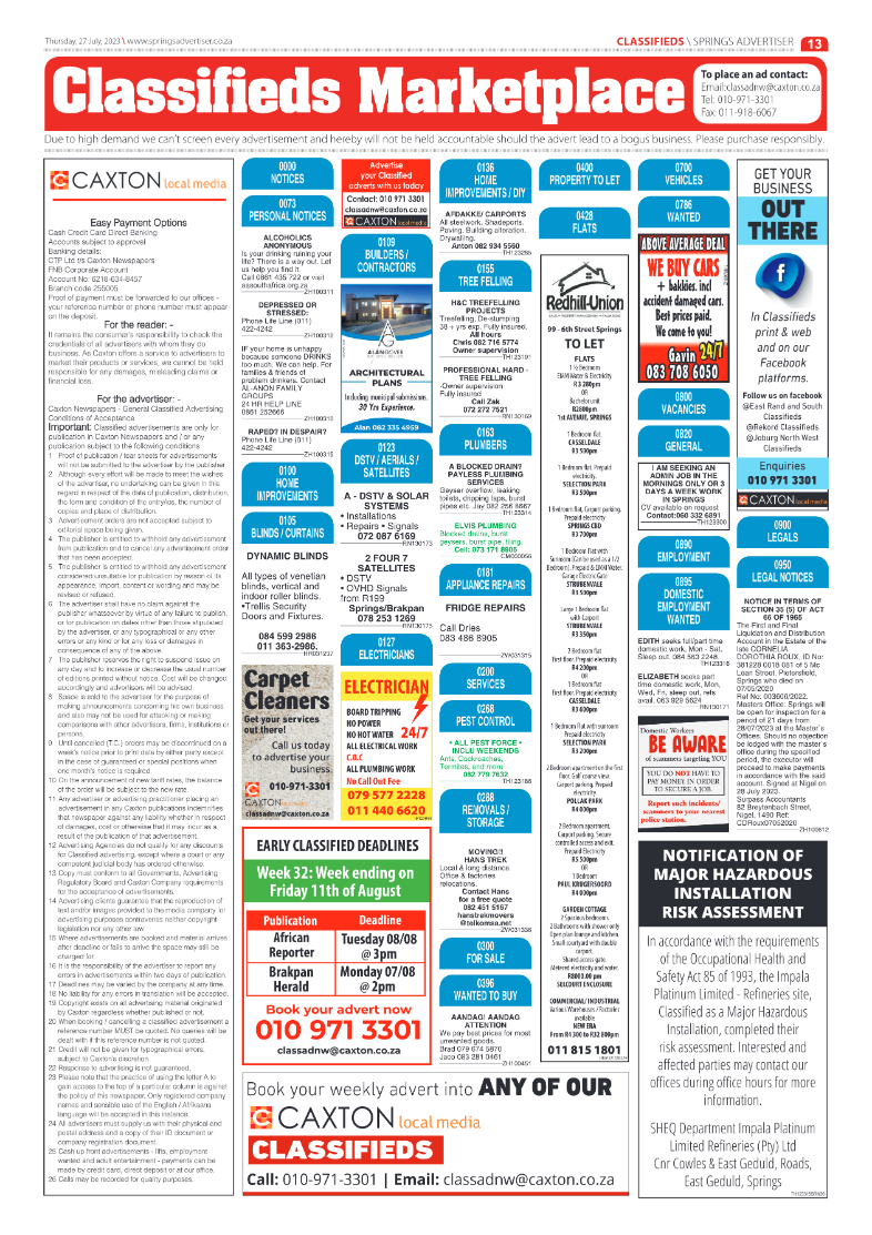 Springs Advertiser 27 July 2023 page 13