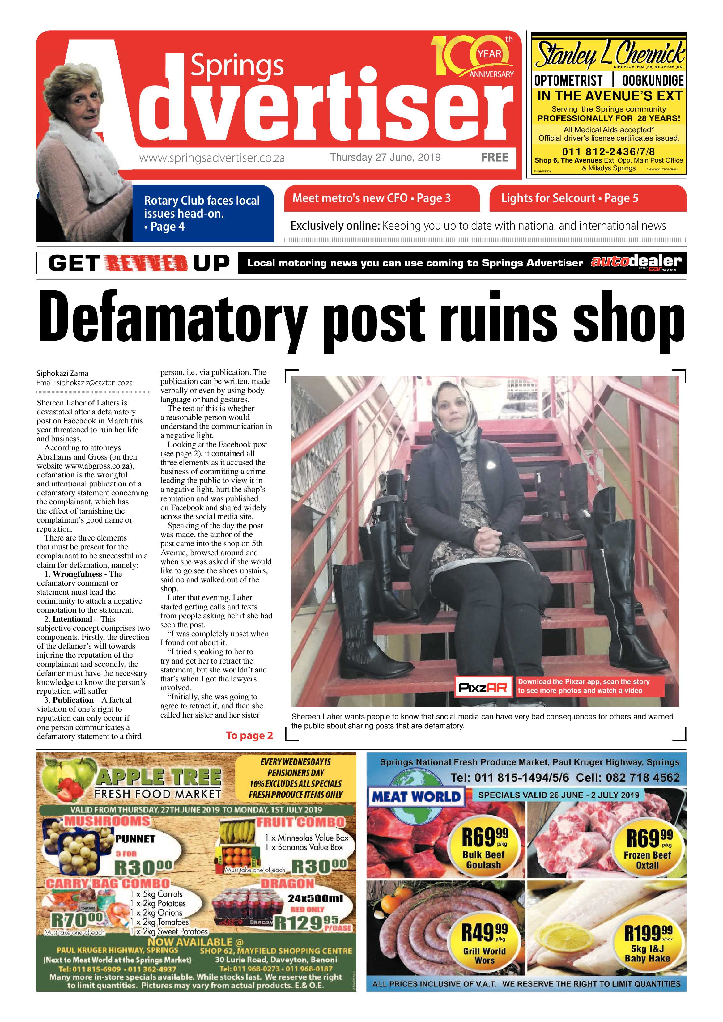 Springs Advertiser 27 June 2019 page 1