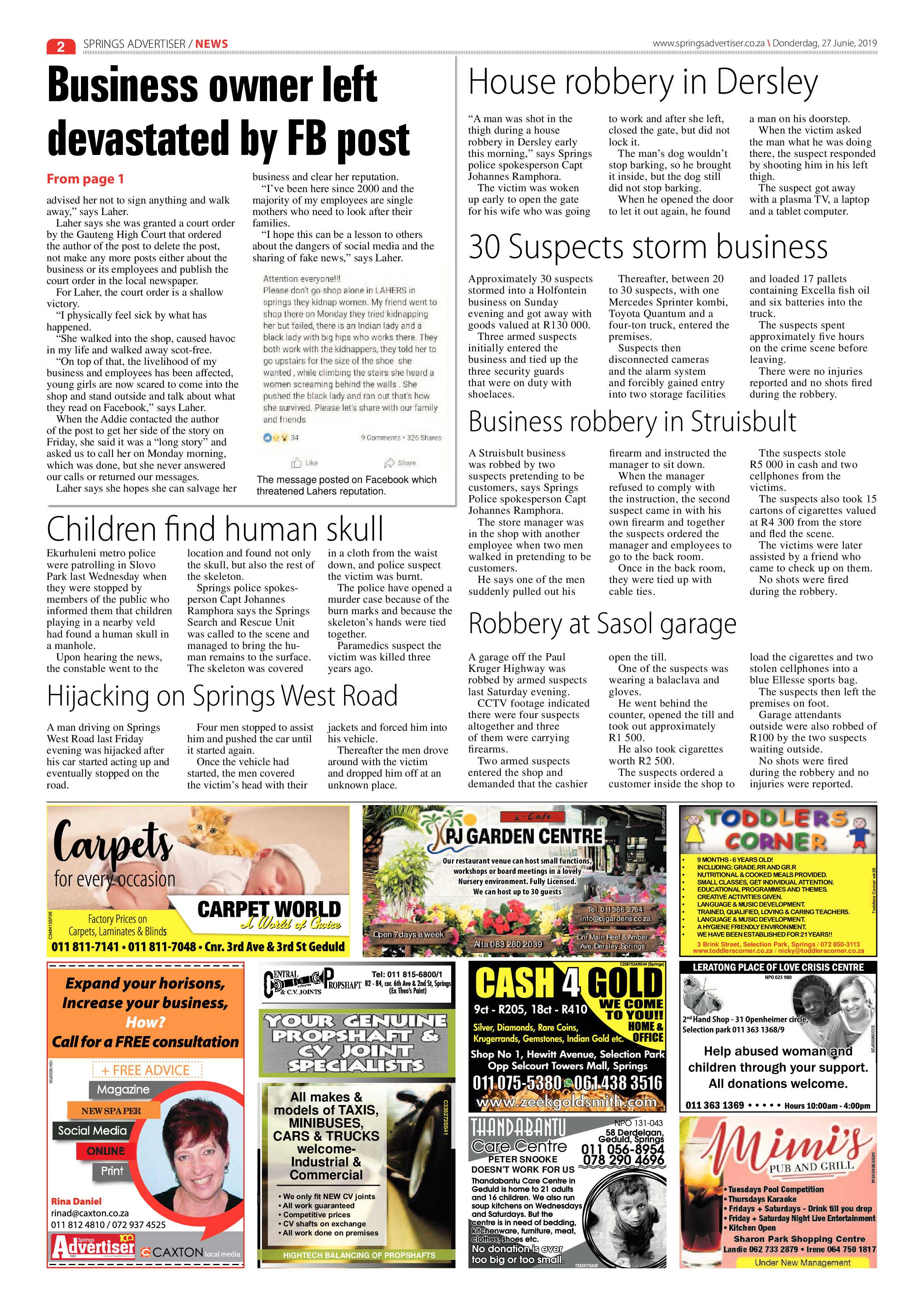 Springs Advertiser 27 June 2019 page 2