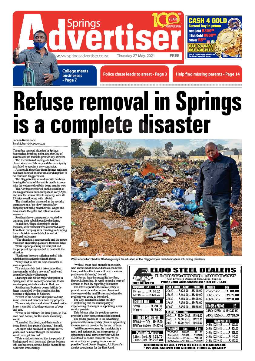 Springs Advertiser 27 May 2021 page 1
