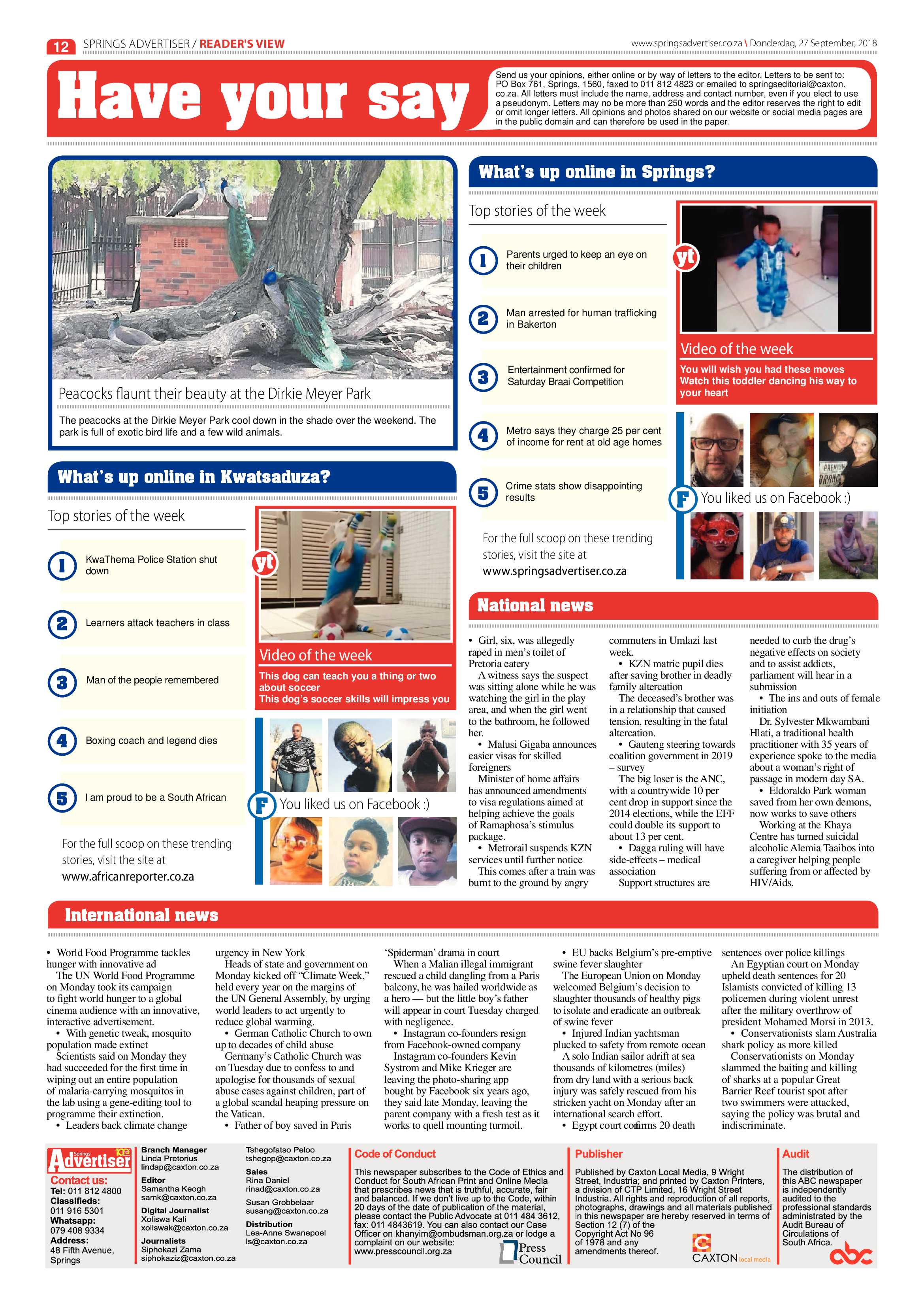 Springs Advertiser 27 September 2018 page 12