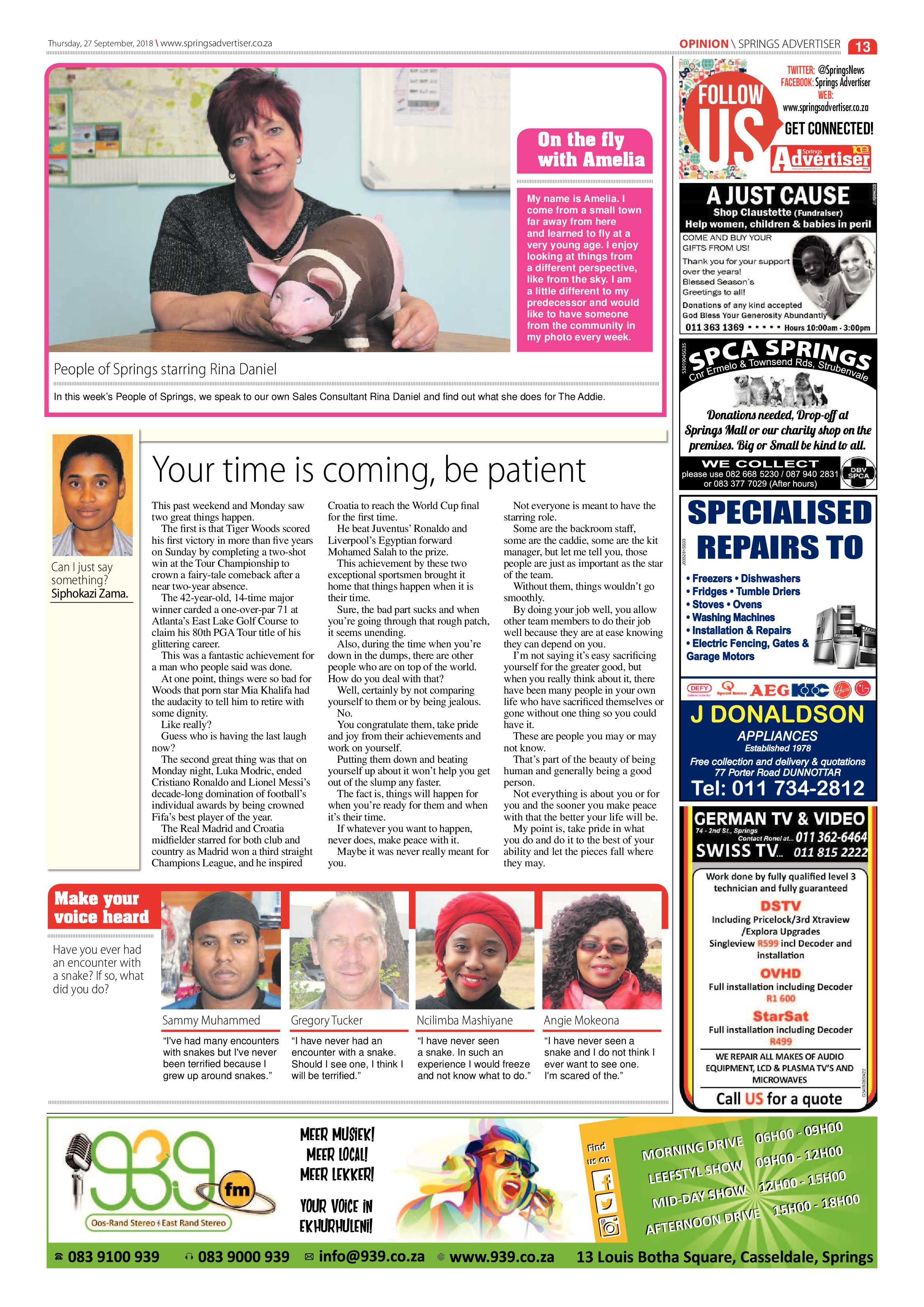 Springs Advertiser 27 September 2018 page 13