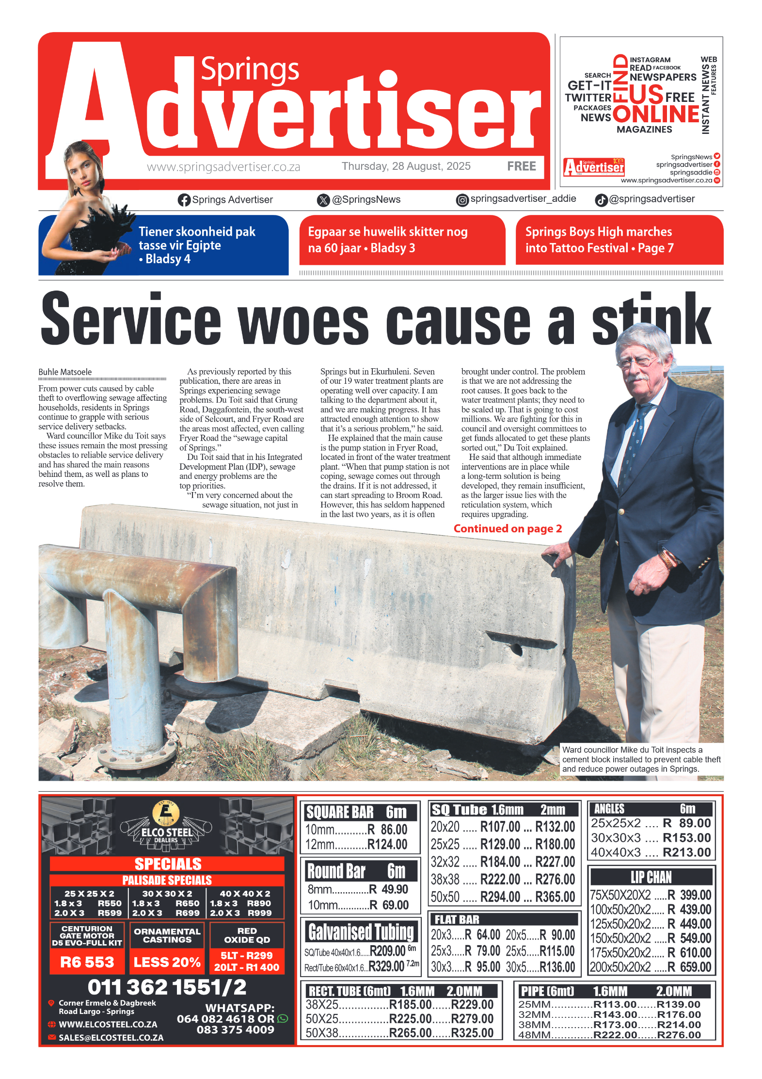 Springs Advertiser 28 August 2025 page 1