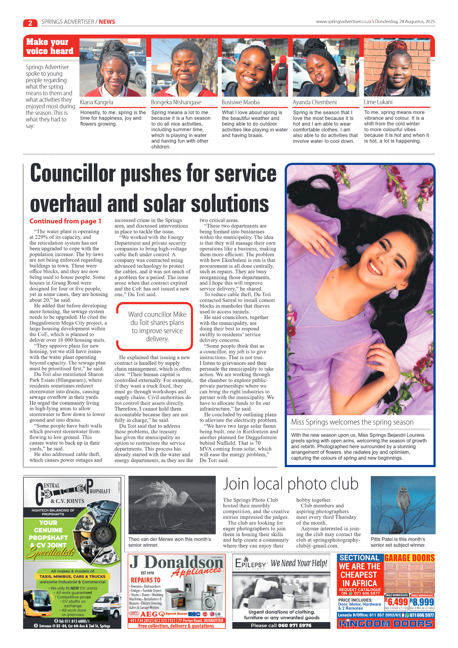 Springs Advertiser 28 August 2025 page 2