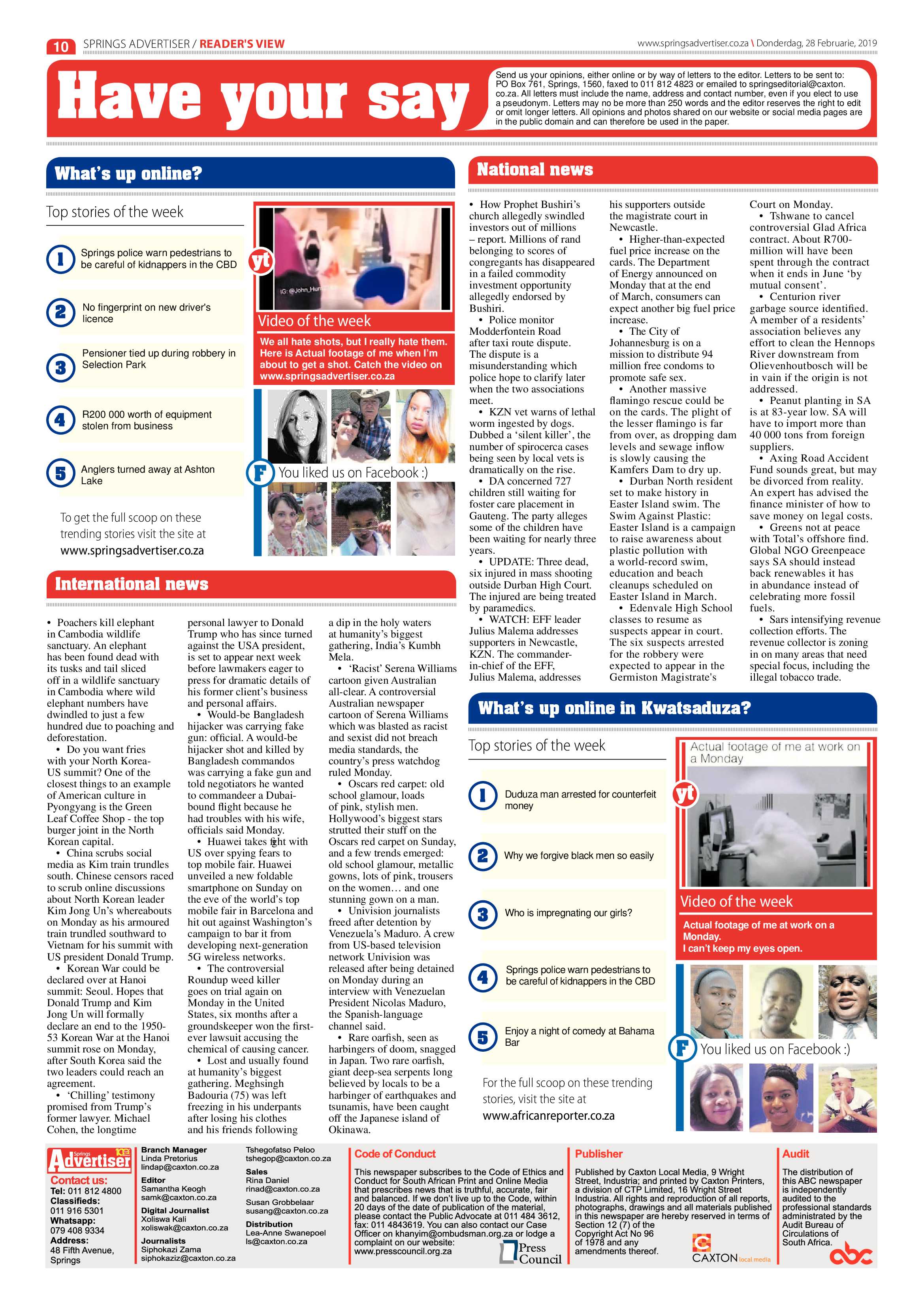Springs Advertiser 28 February 2019 page 10