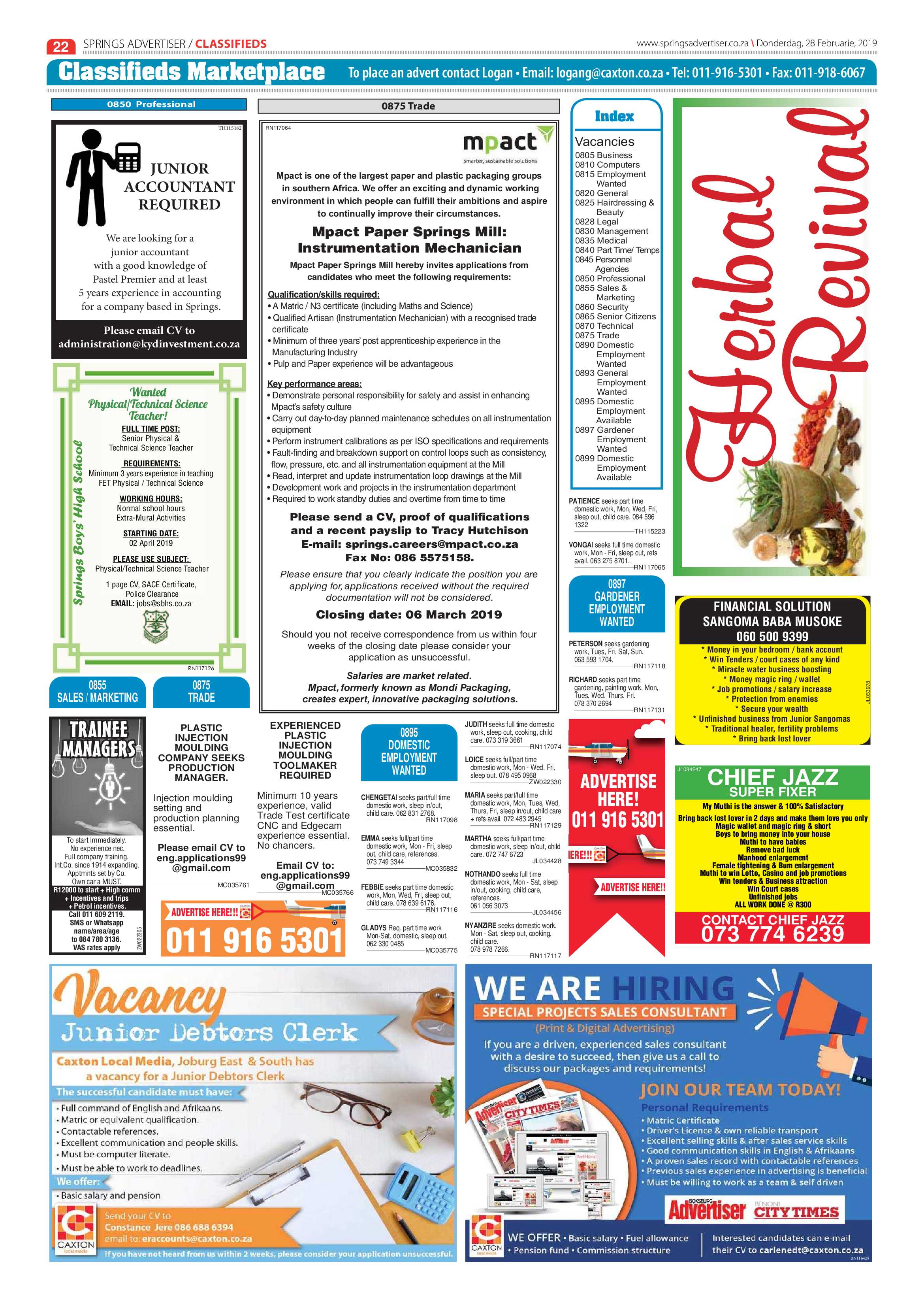 Springs Advertiser 28 February 2019 page 22
