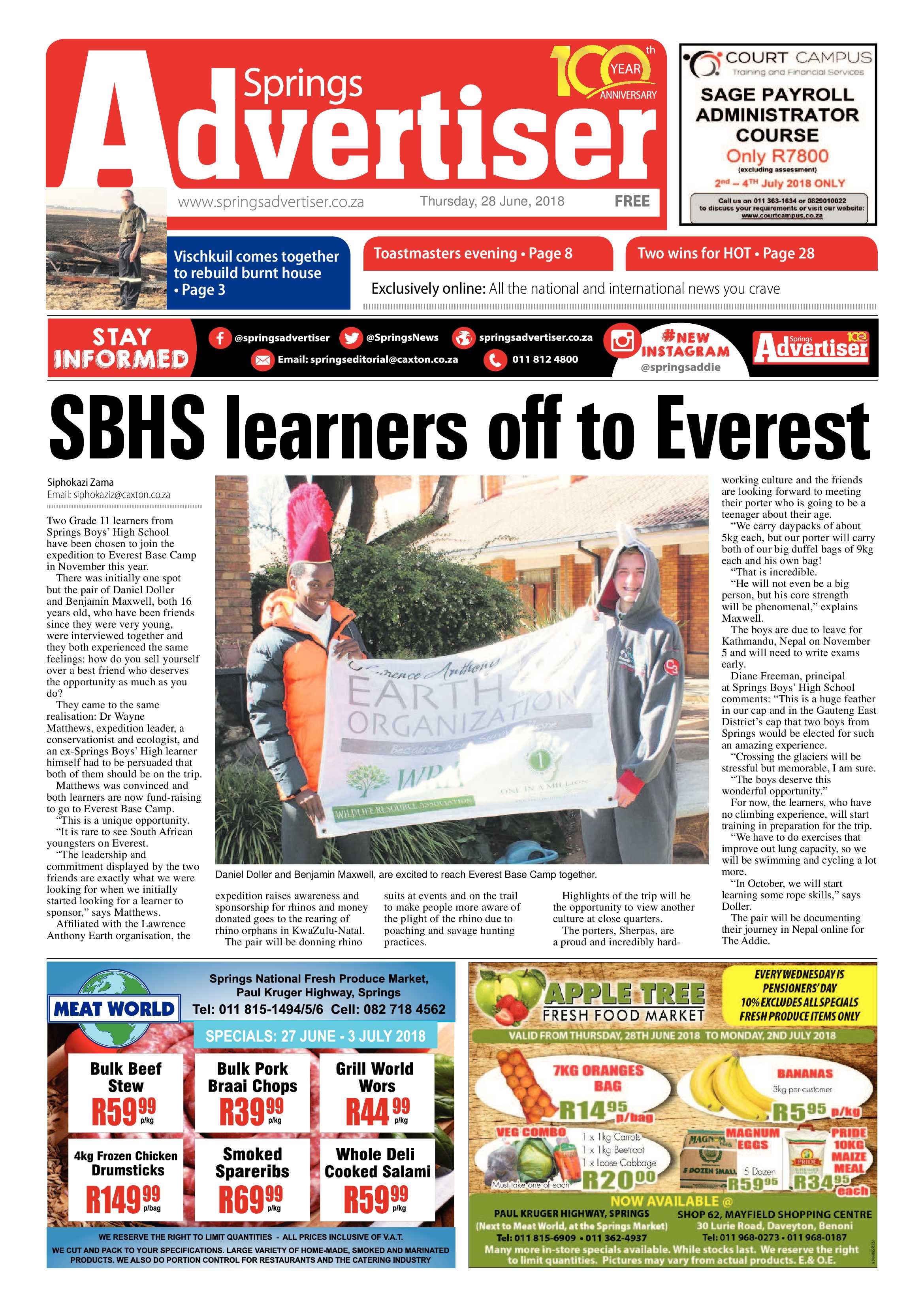 Springs Advertiser 28 June 2018 page 1
