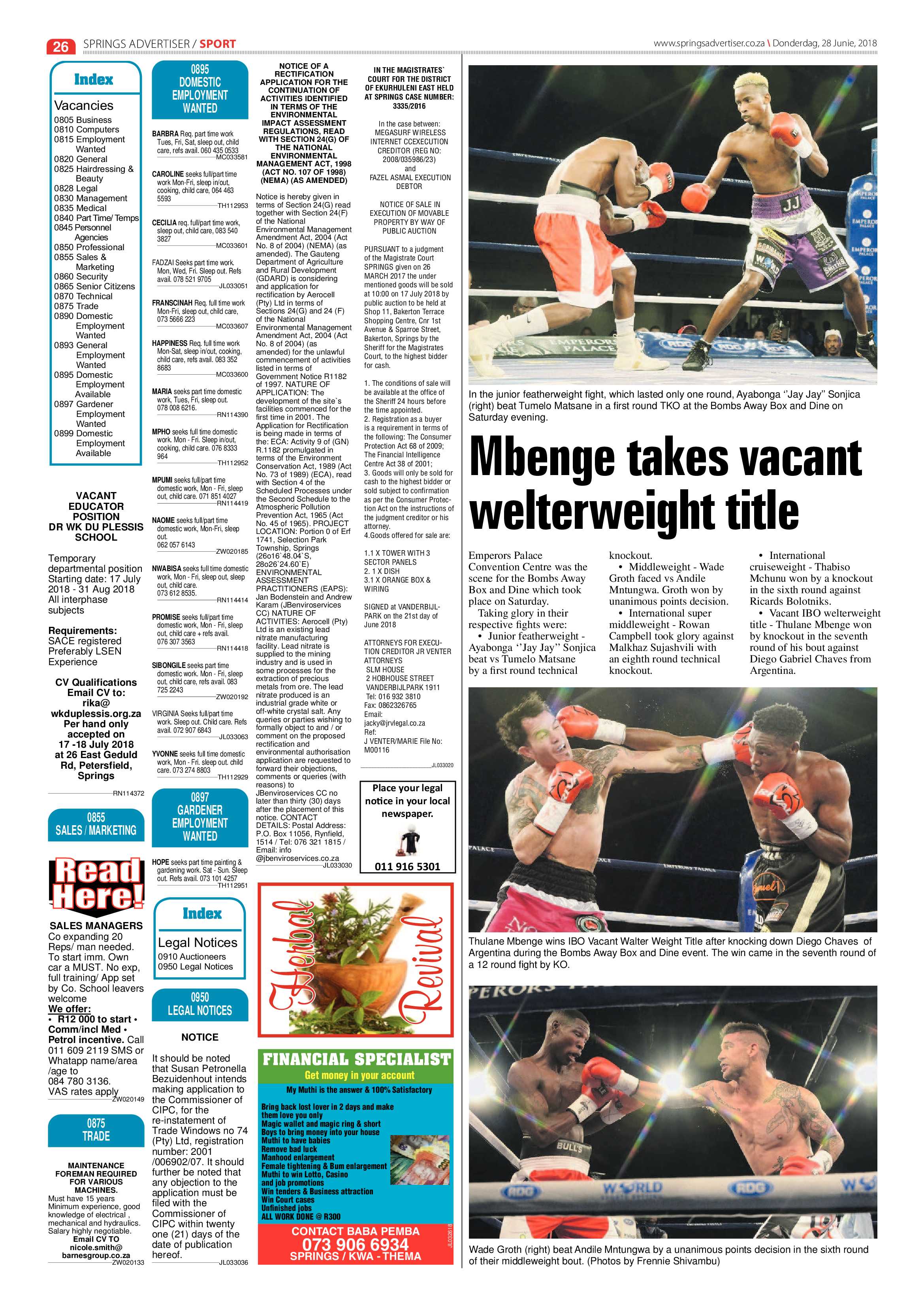 Springs Advertiser 28 June 2018 page 26
