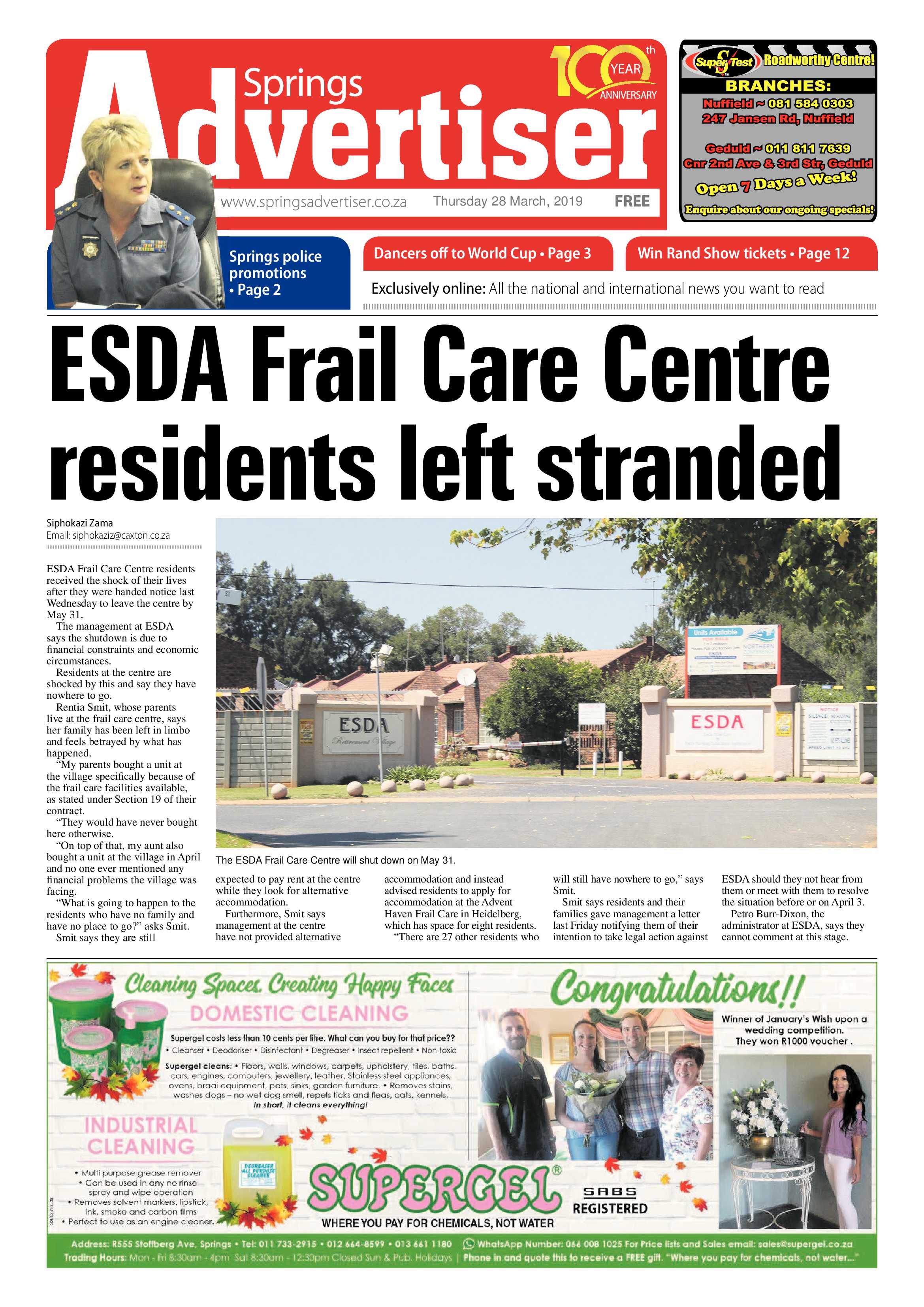 Springs Advertiser 28 March 2019 page 1
