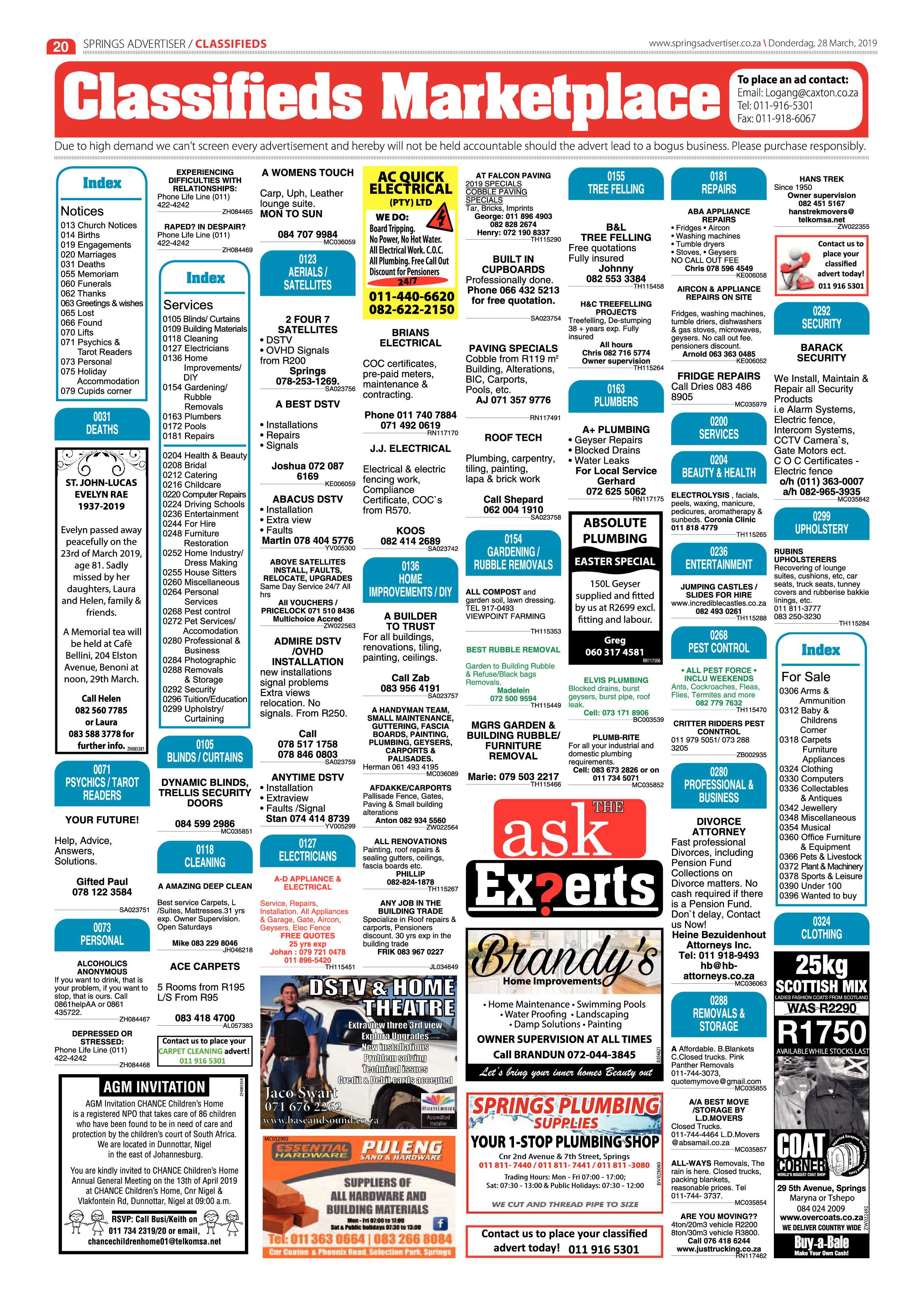 Springs Advertiser 28 March 2019 page 20