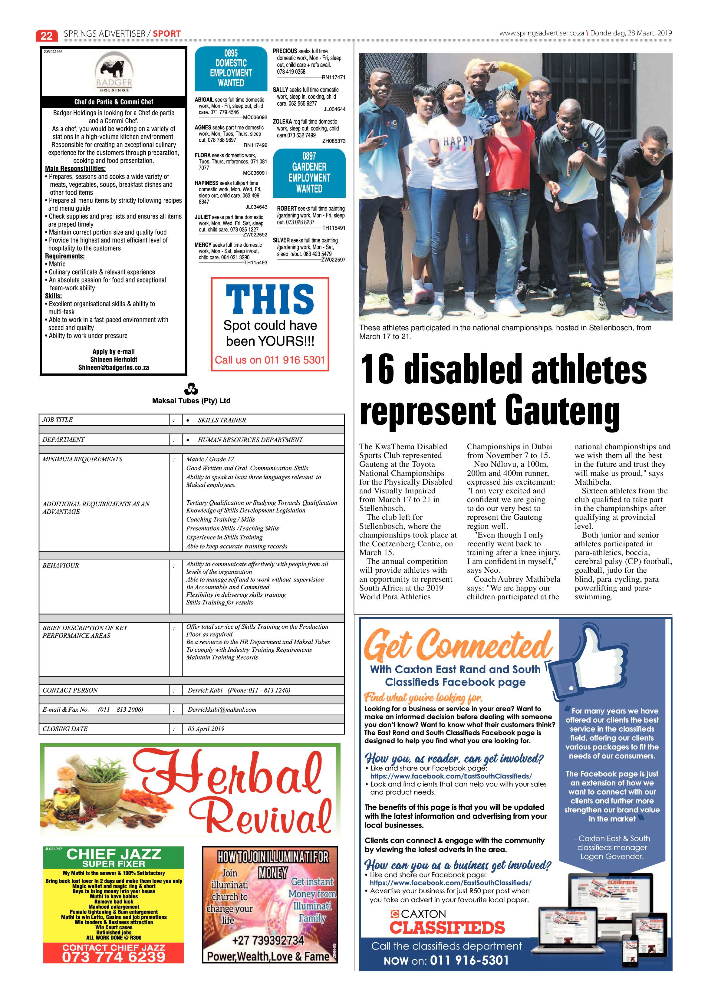 Springs Advertiser 28 March 2019 page 22