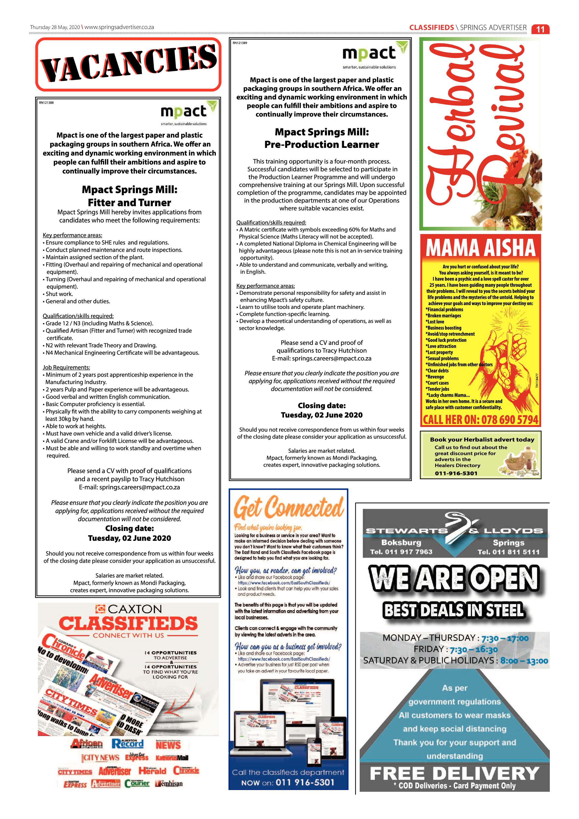 Springs Advertiser 28 May 2020 page 11