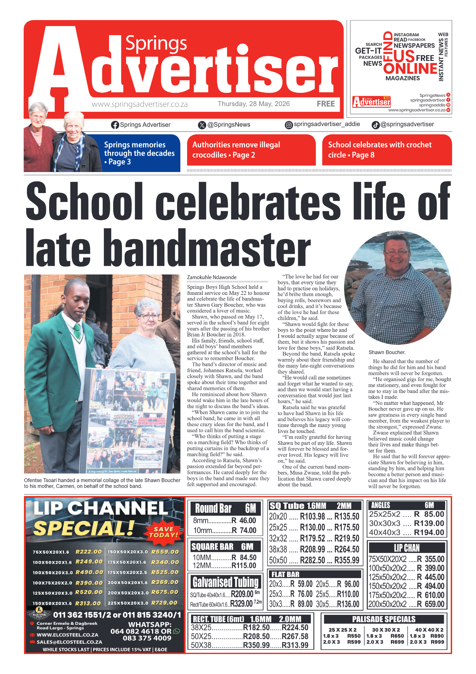 Springs Advertiser 28 May 2026 page 1