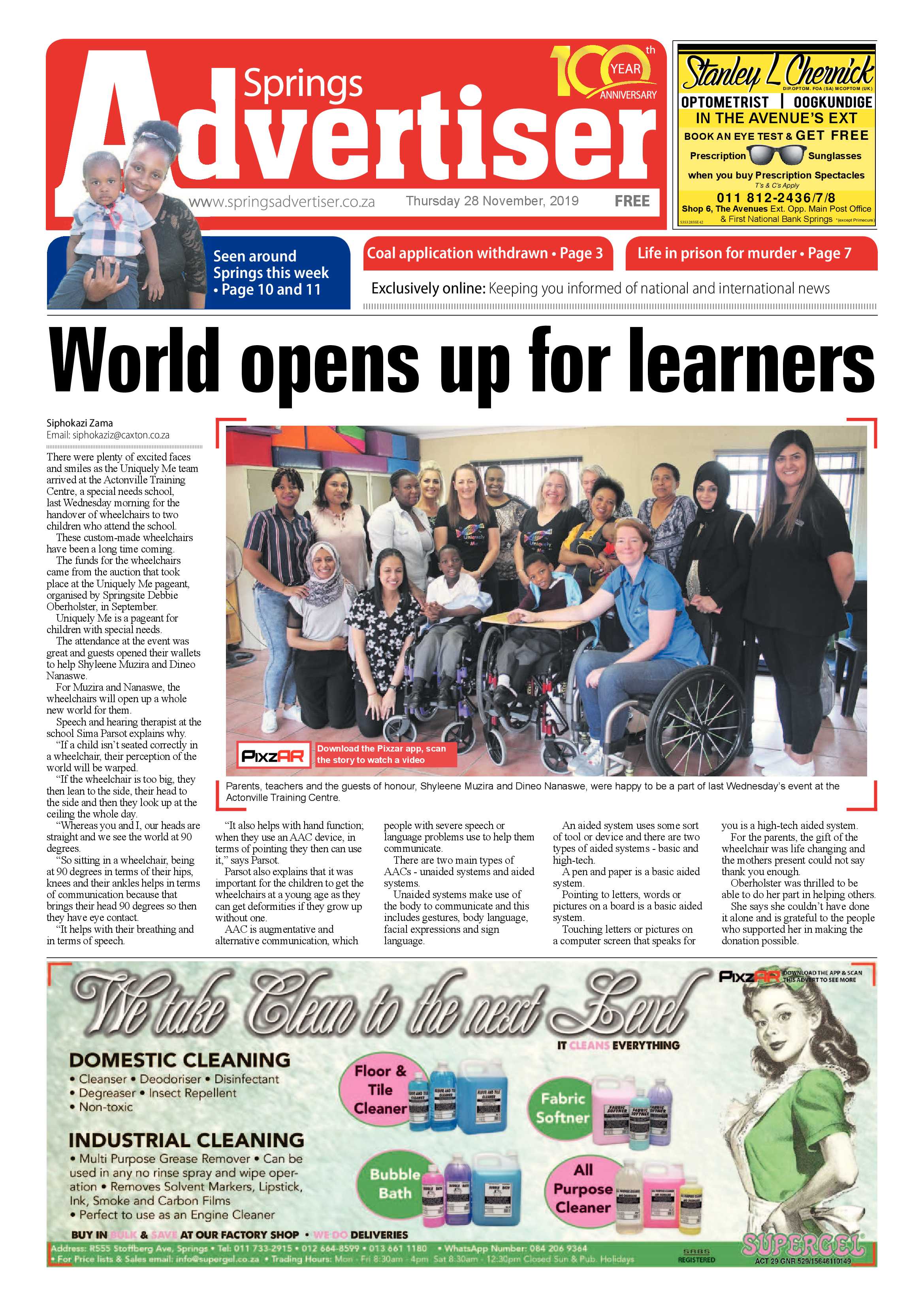 Springs Advertiser 28 November 2019 page 1
