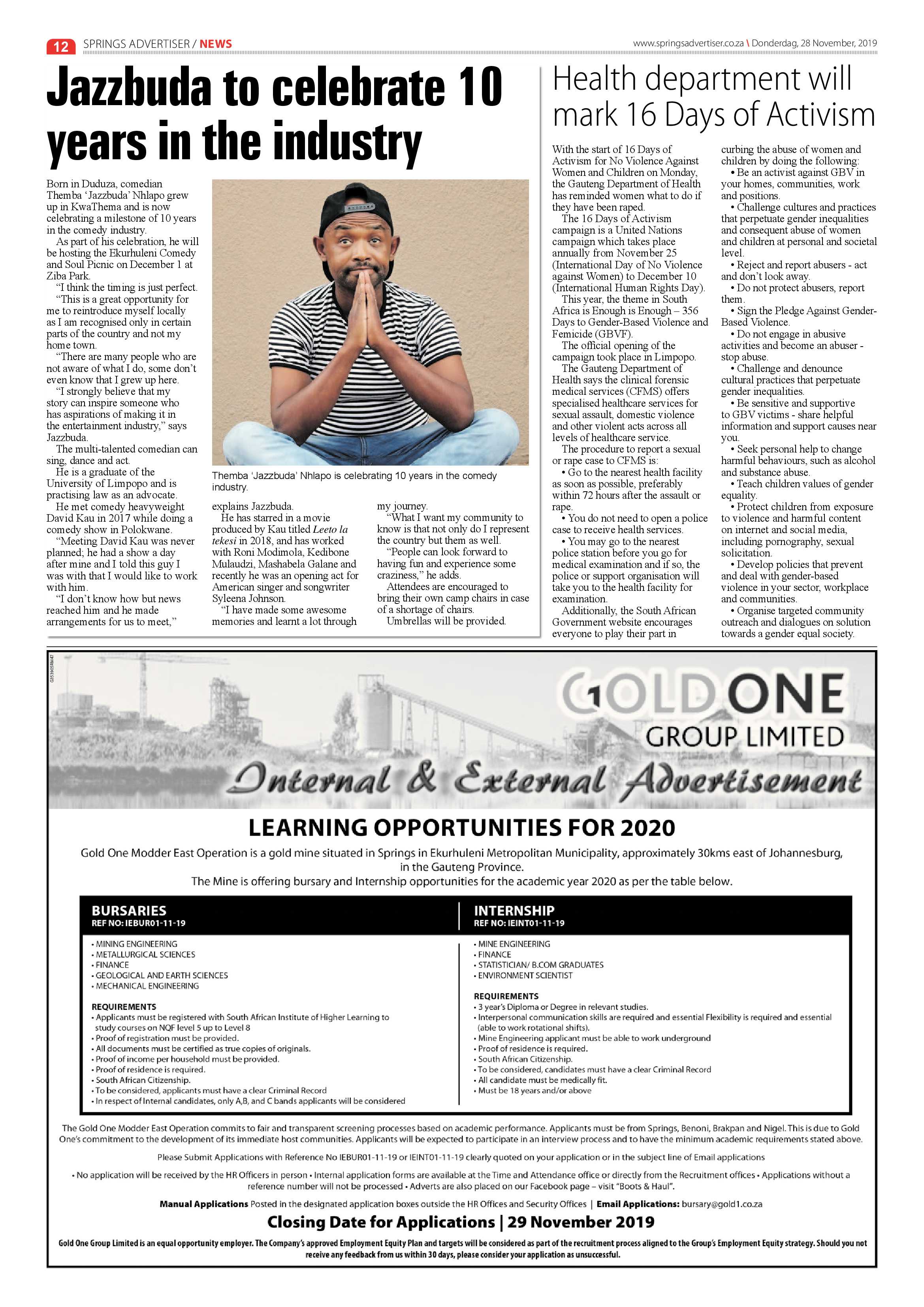 Springs Advertiser 28 November 2019 page 12