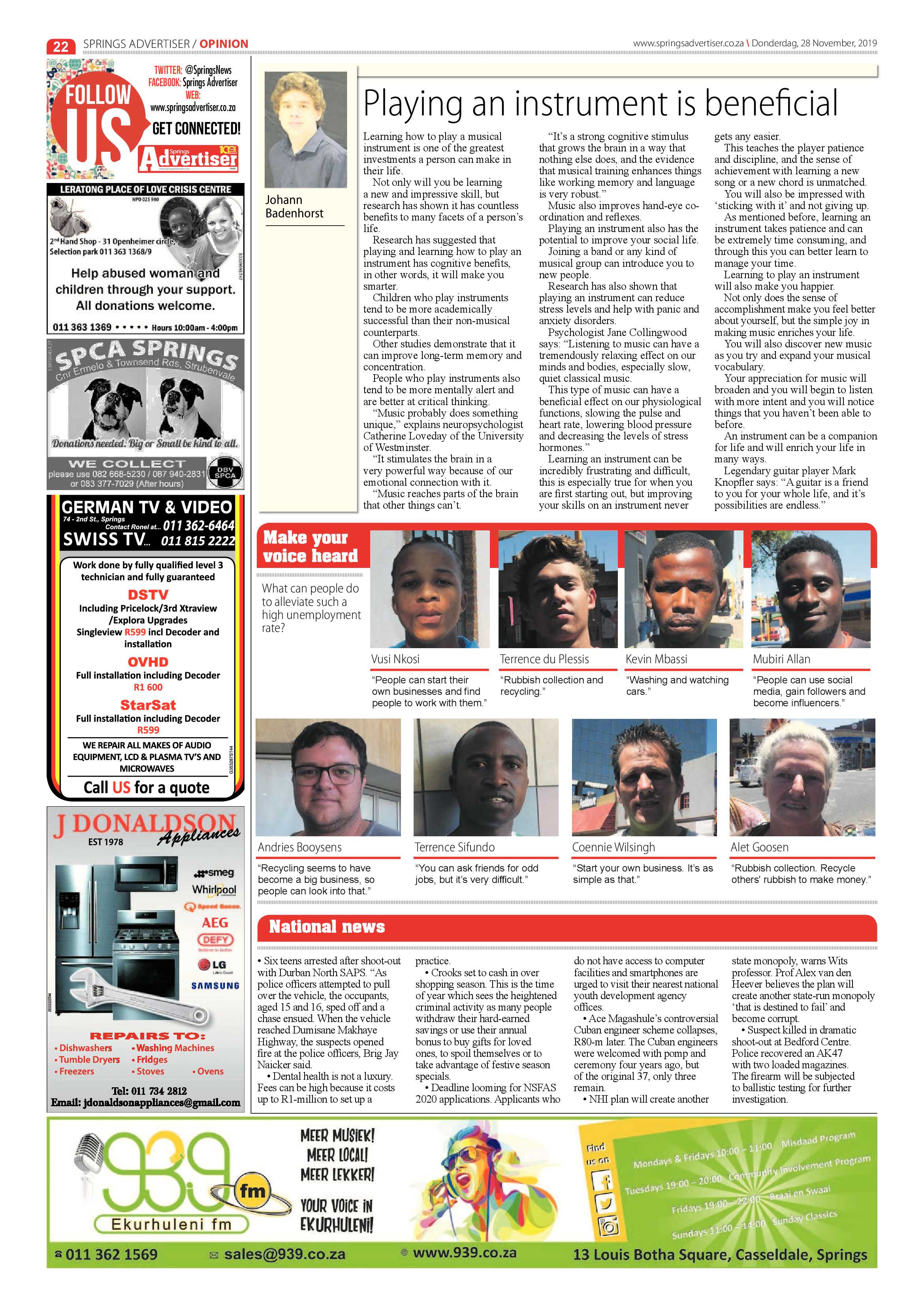 Springs Advertiser 28 November 2019 page 22