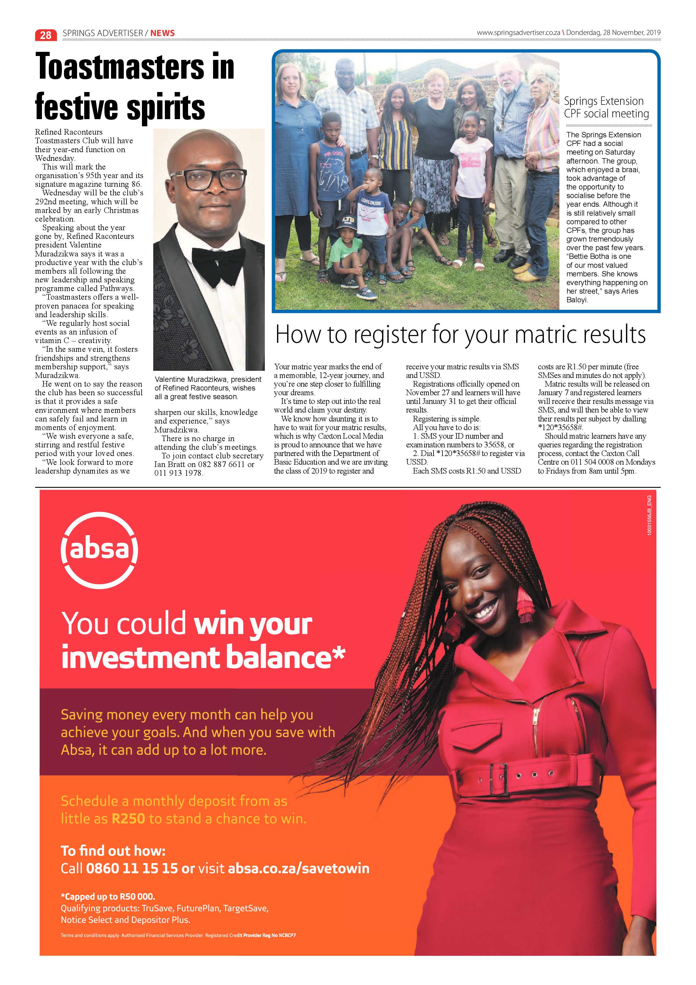 Springs Advertiser 28 November 2019 page 28