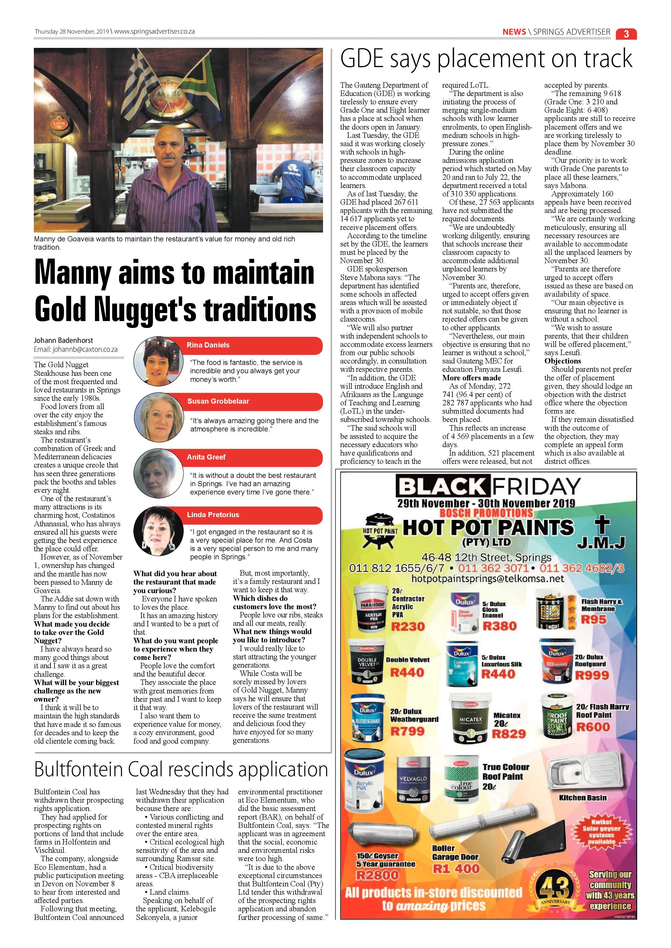 Springs Advertiser 28 November 2019 page 3