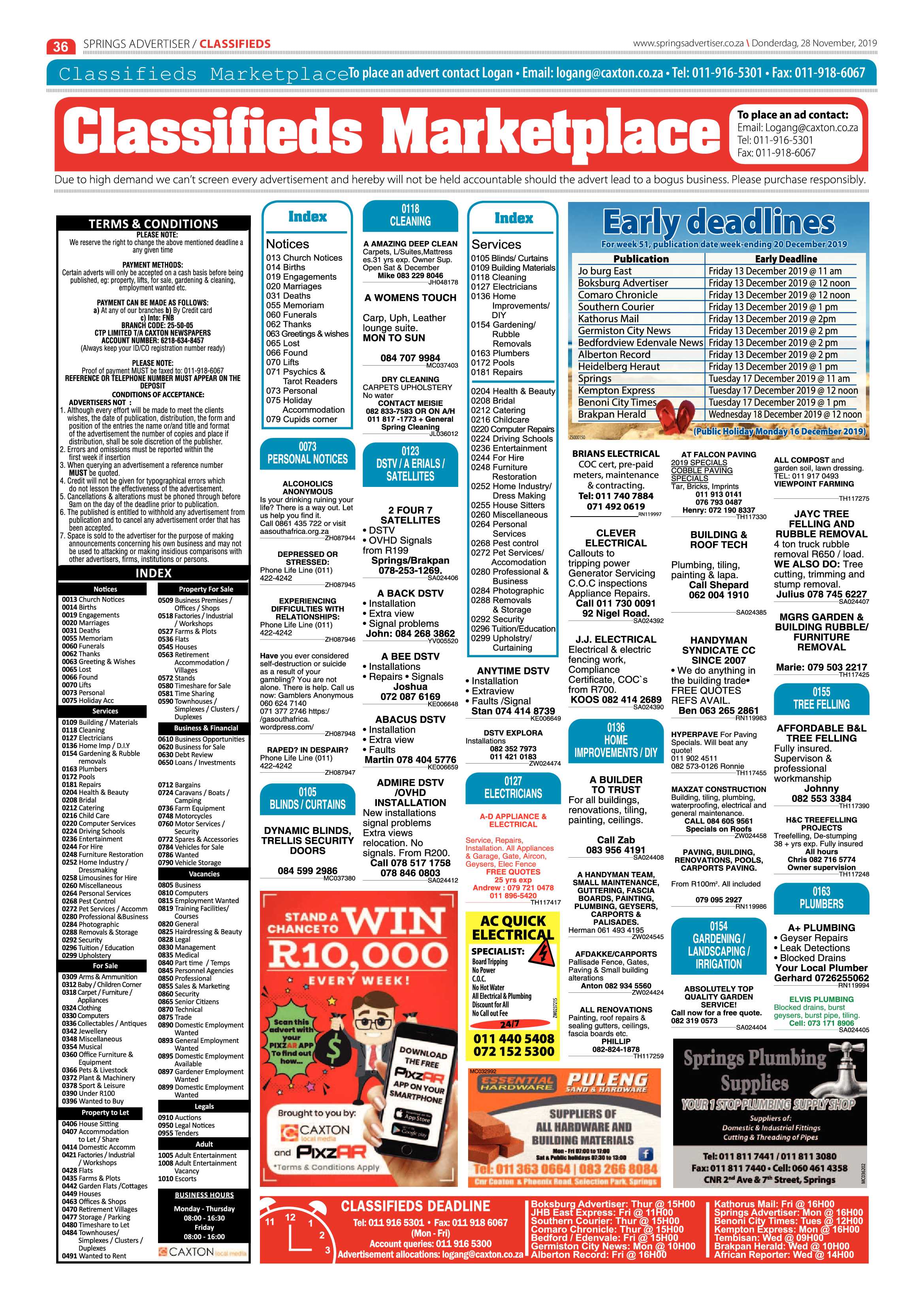 Springs Advertiser 28 November 2019 page 36