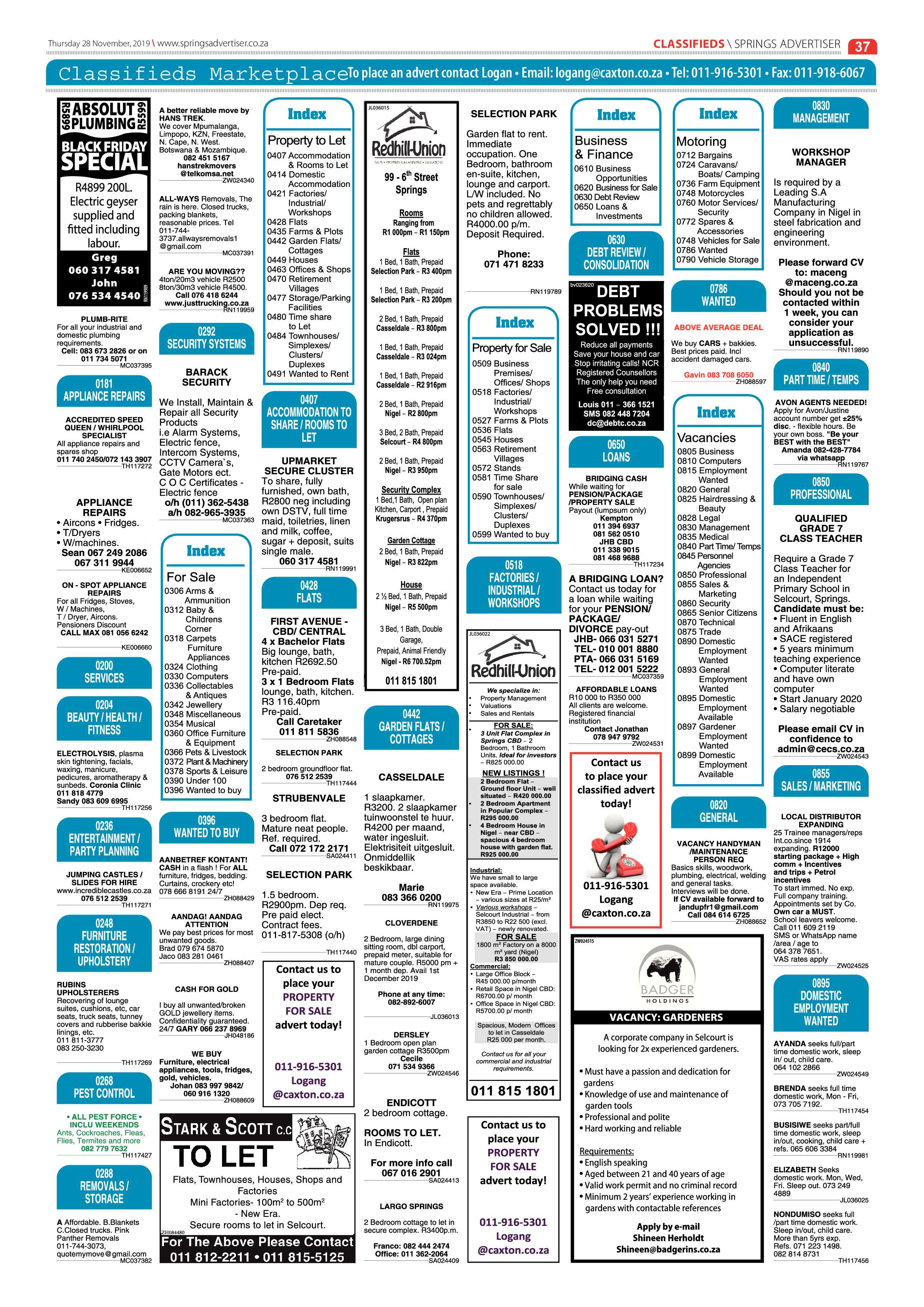 Springs Advertiser 28 November 2019 page 37
