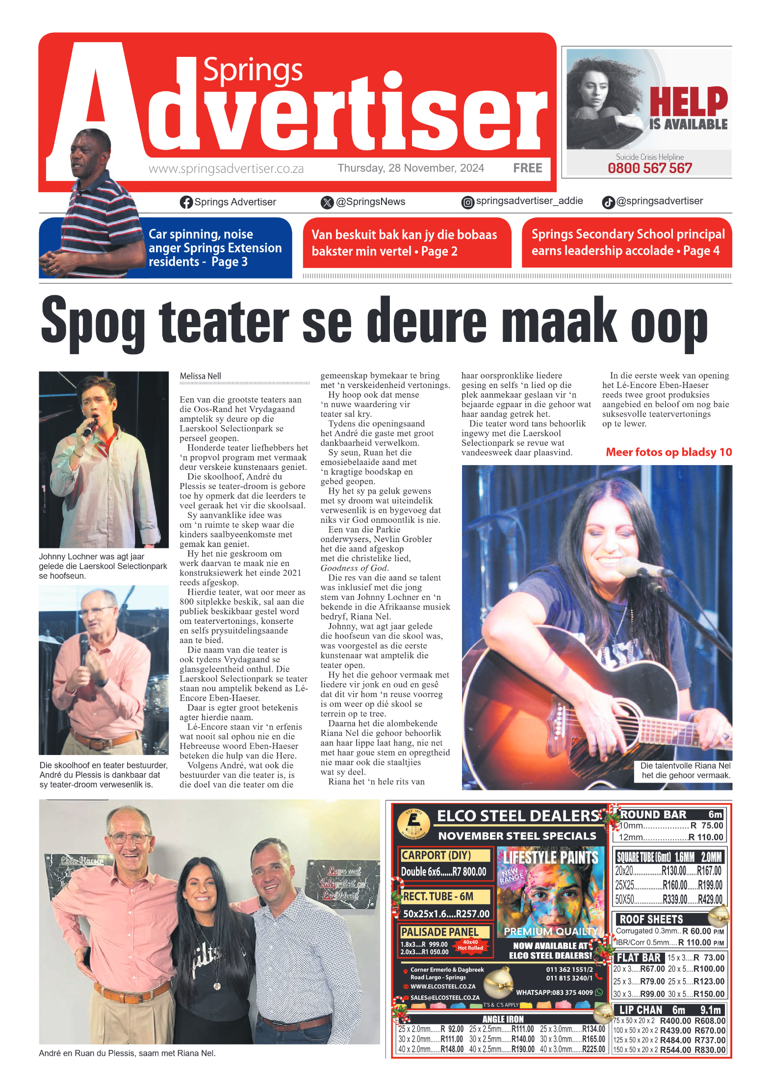 Springs Advertiser 28 November 2024 page 1