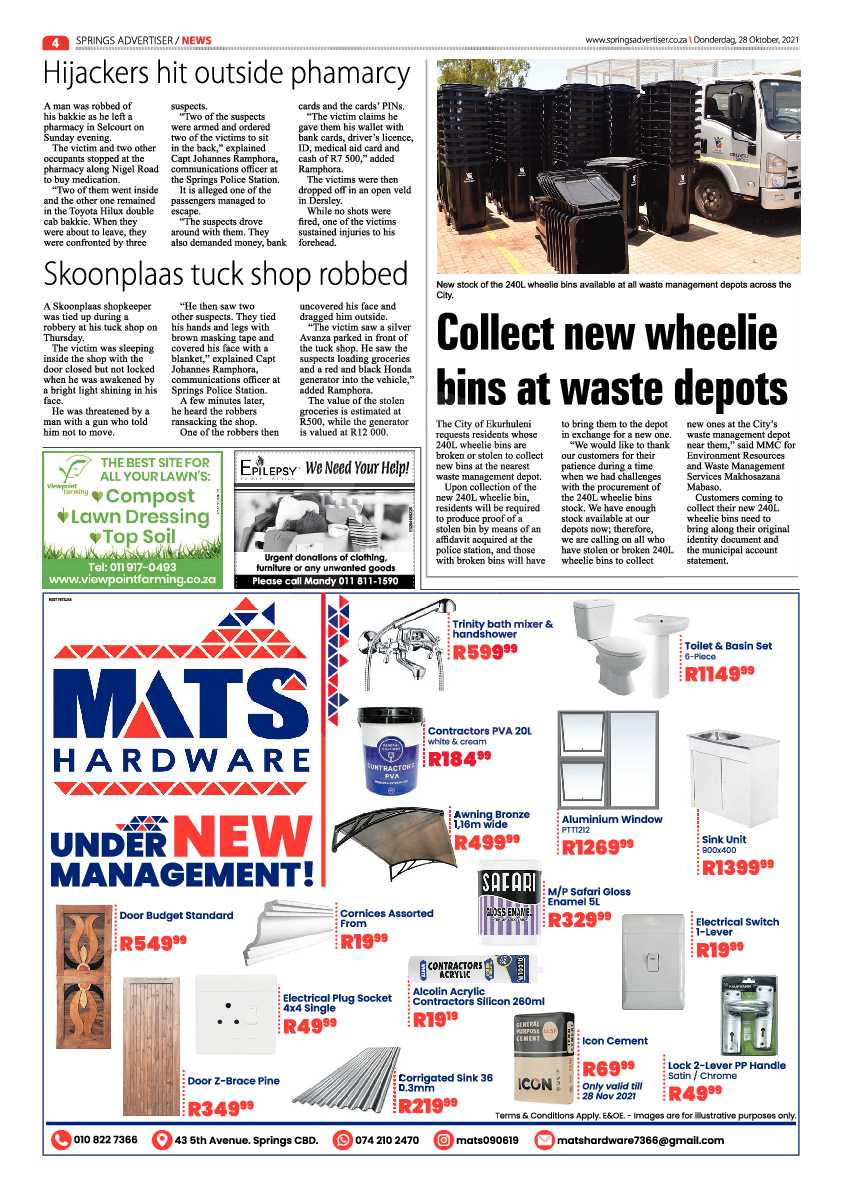 Springs Advertiser 28 October 2021 page 4