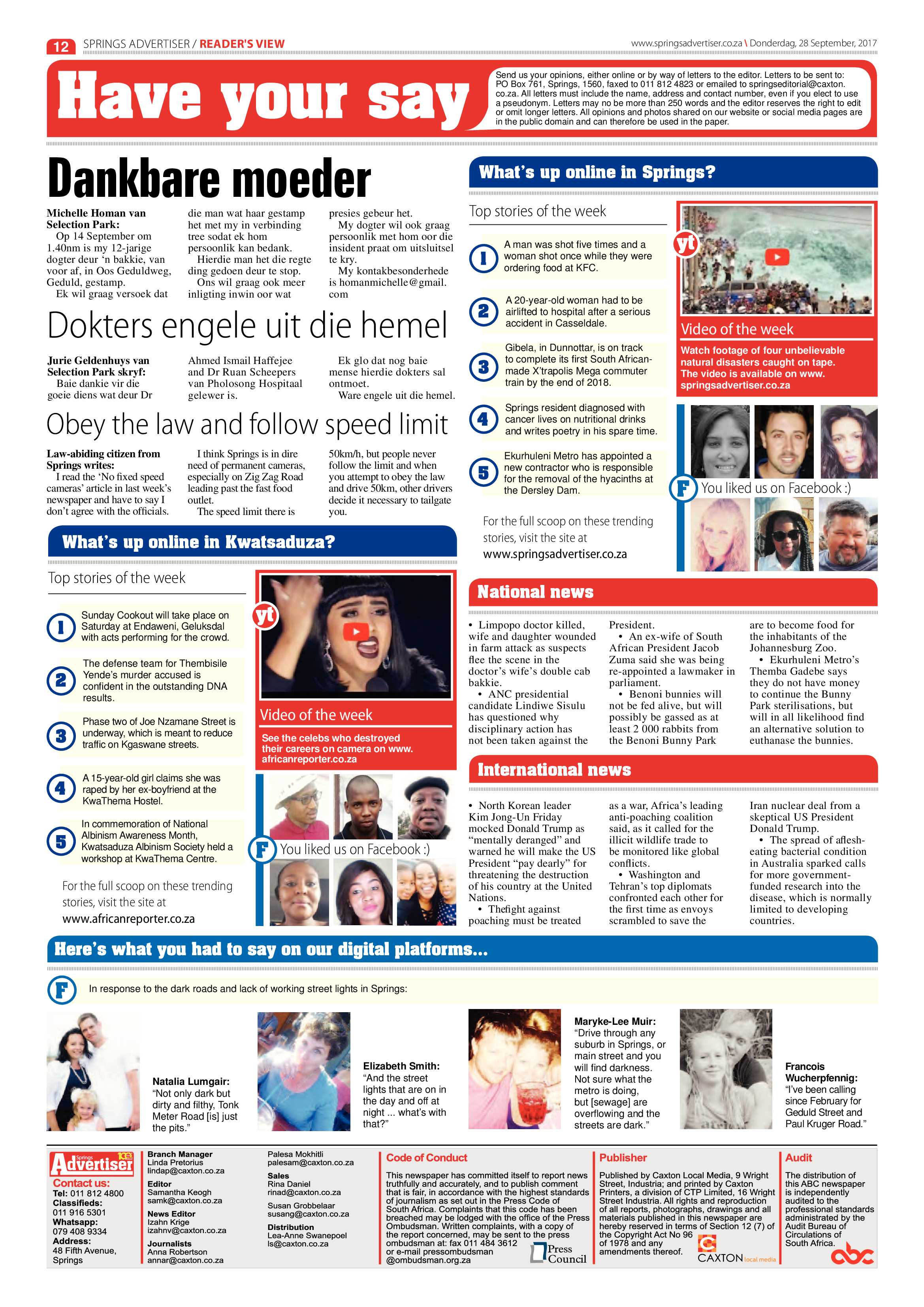 Springs Advertiser 28 September 2017 page 14