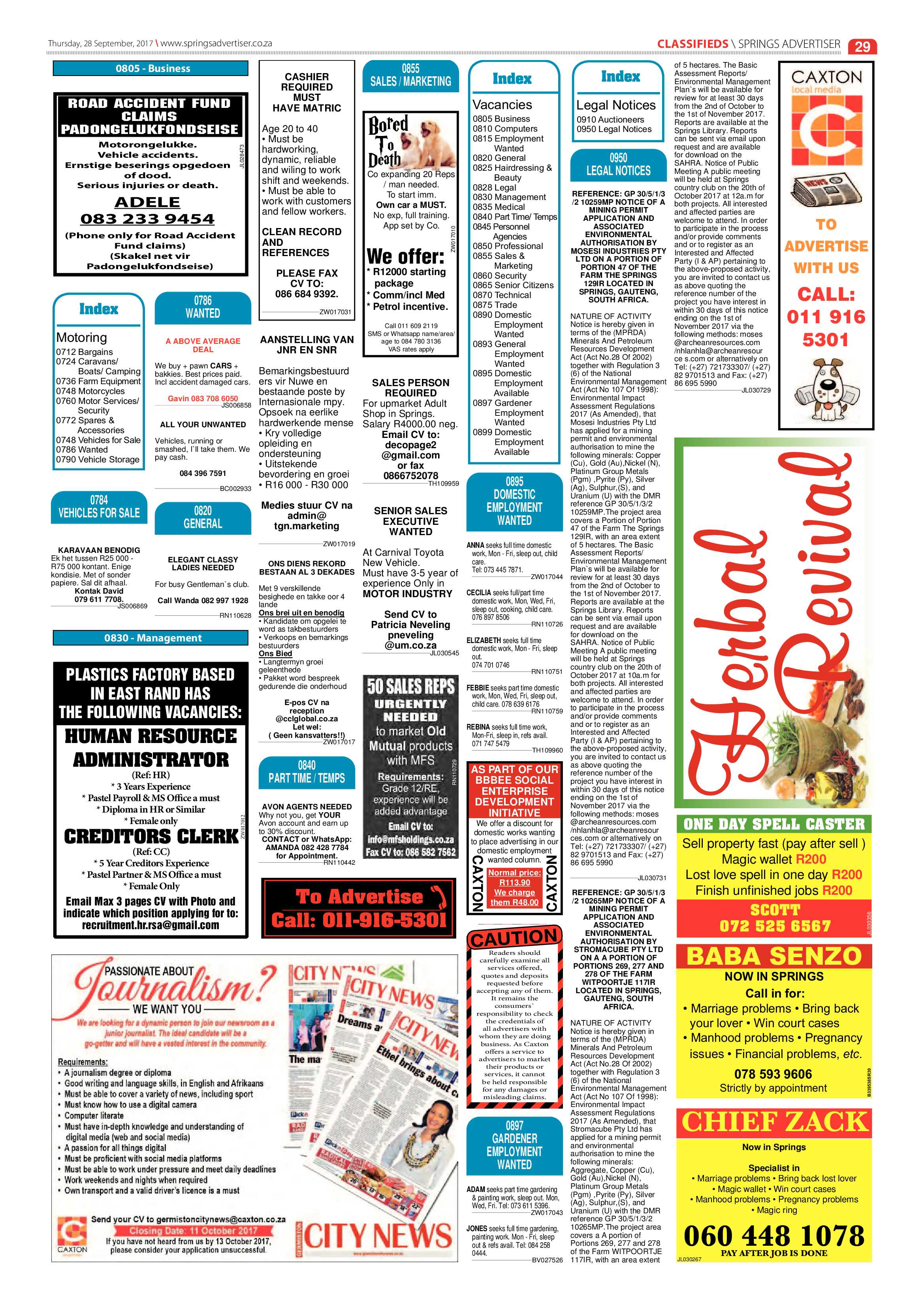 Springs Advertiser 28 September 2017 page 31