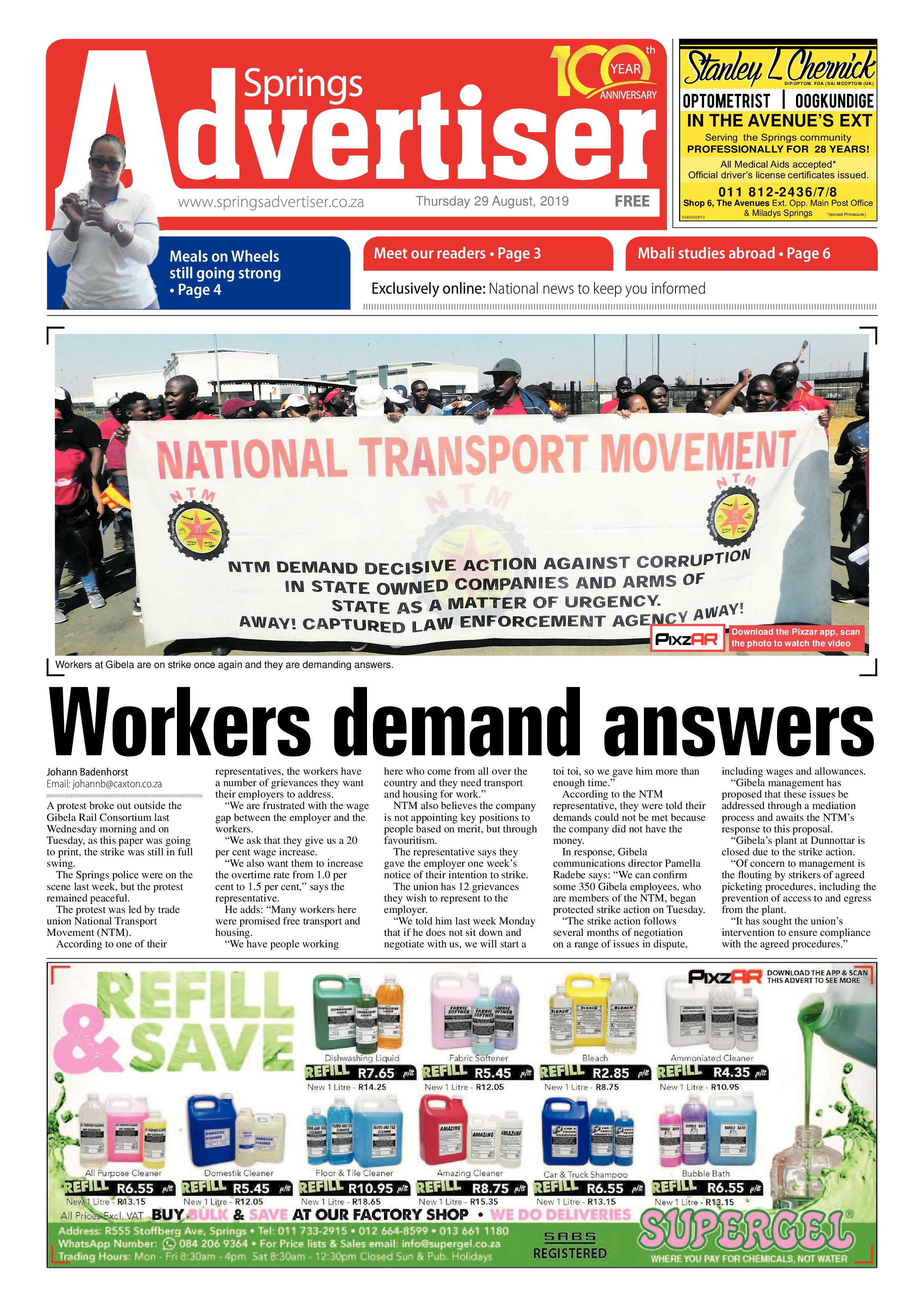 Springs Advertiser 29 August 2019 page 1