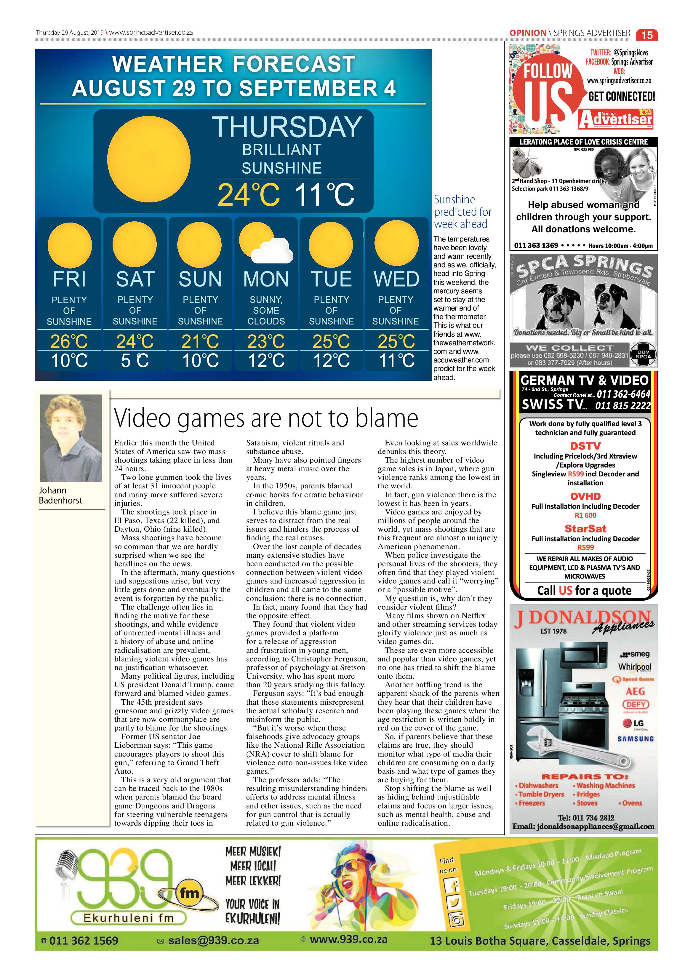Springs Advertiser 29 August 2019 page 15