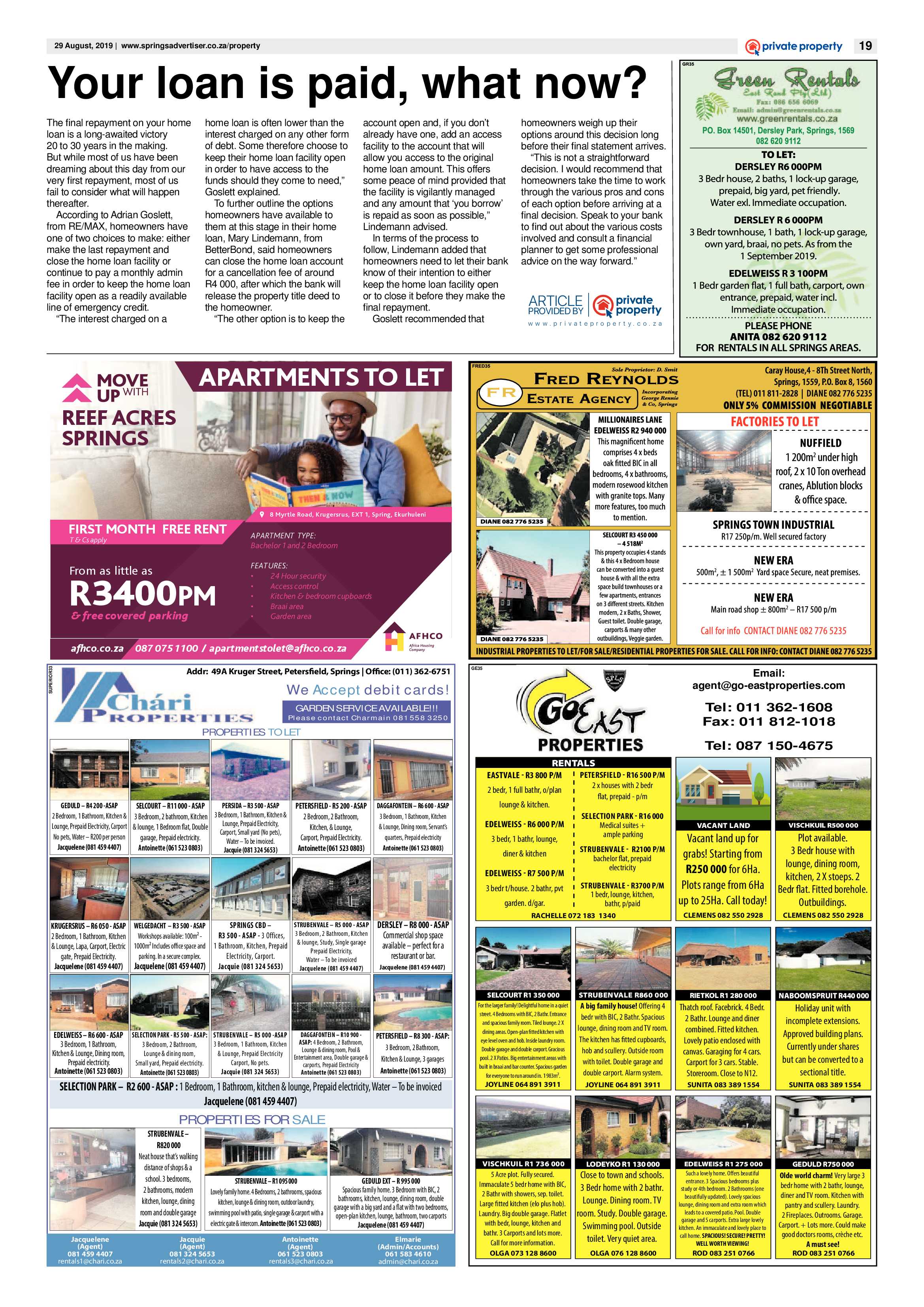 Springs Advertiser 29 August 2019 page 19