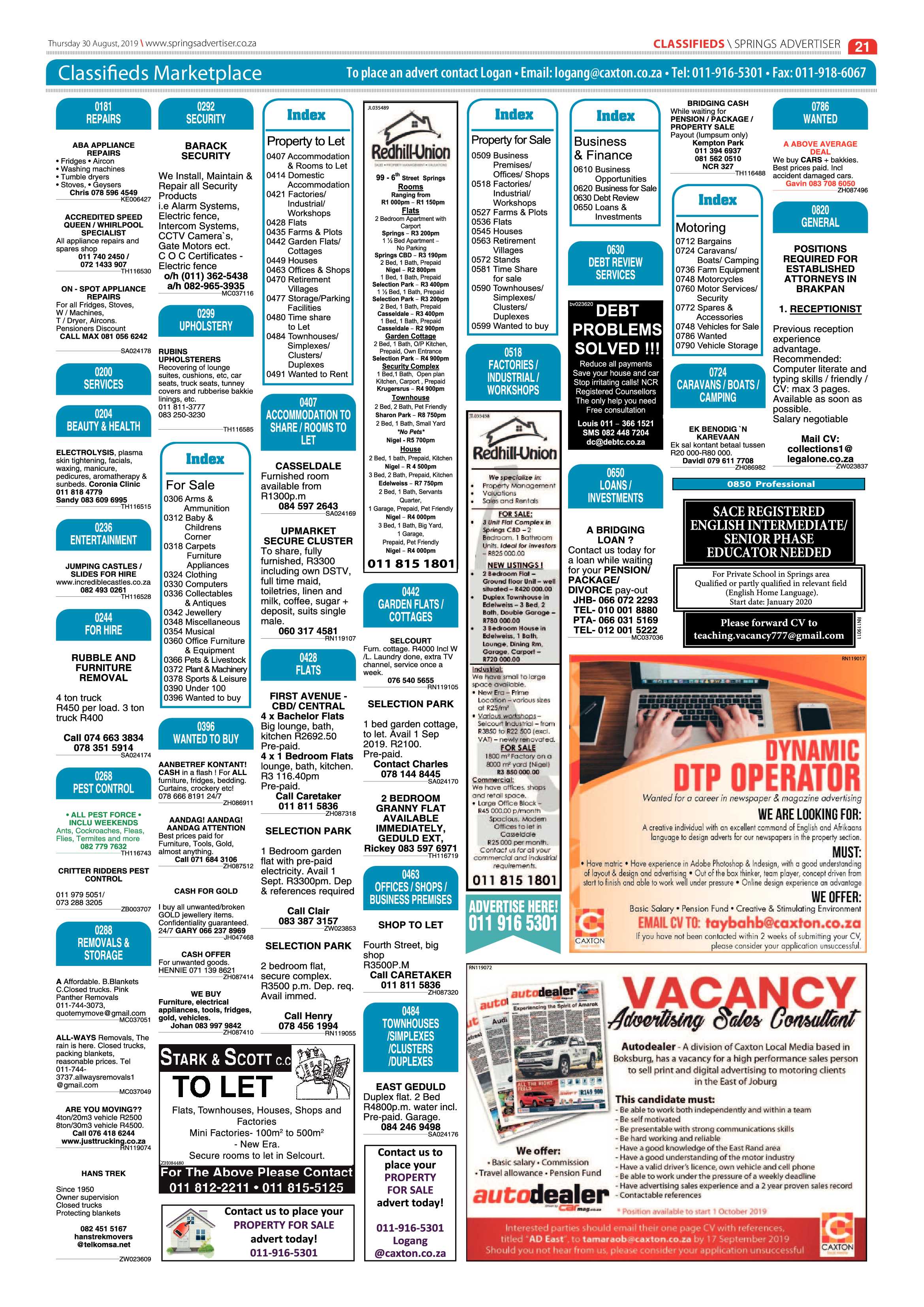 Springs Advertiser 29 August 2019 page 21