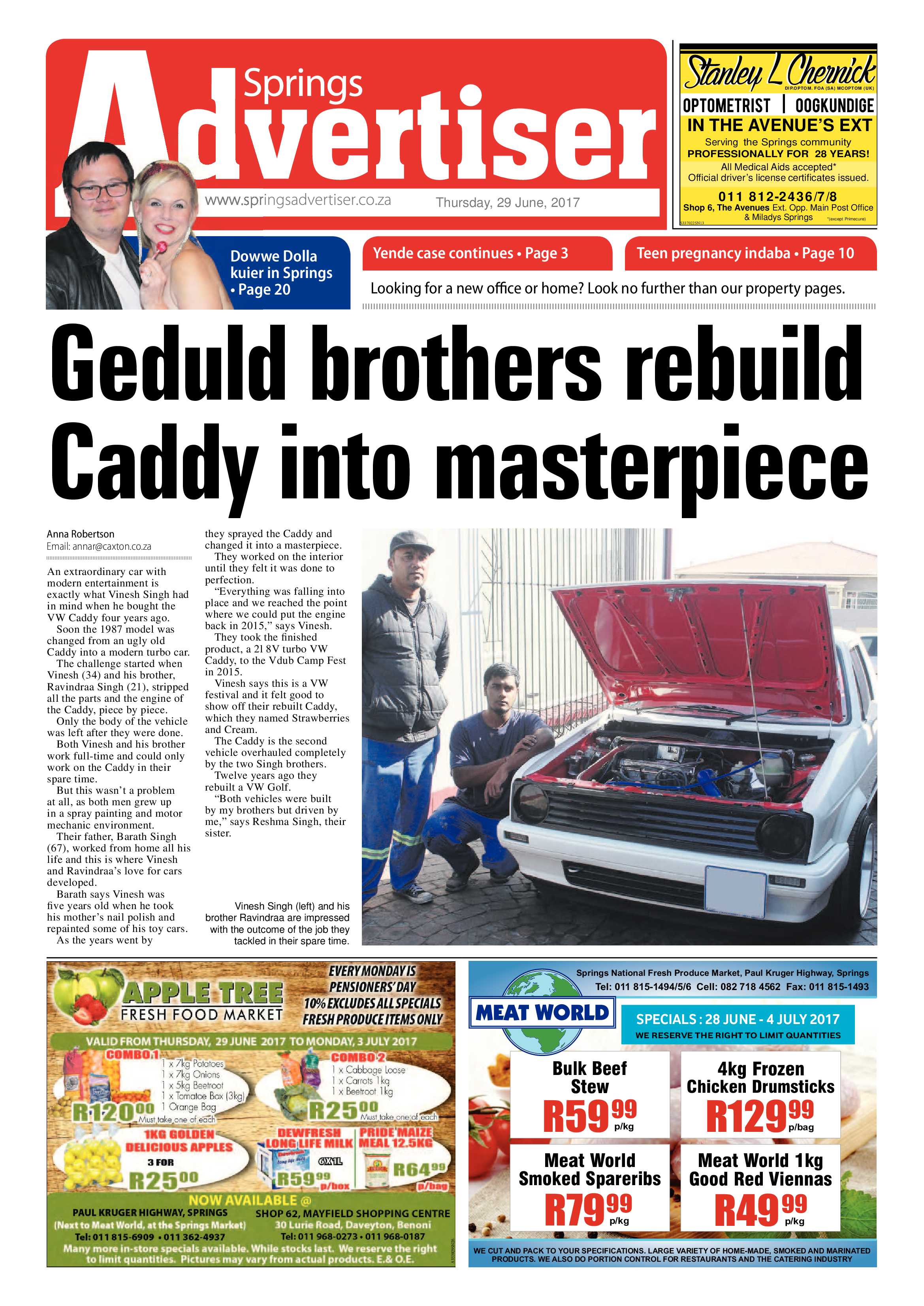 Springs Advertiser 29 June 2017 page 1