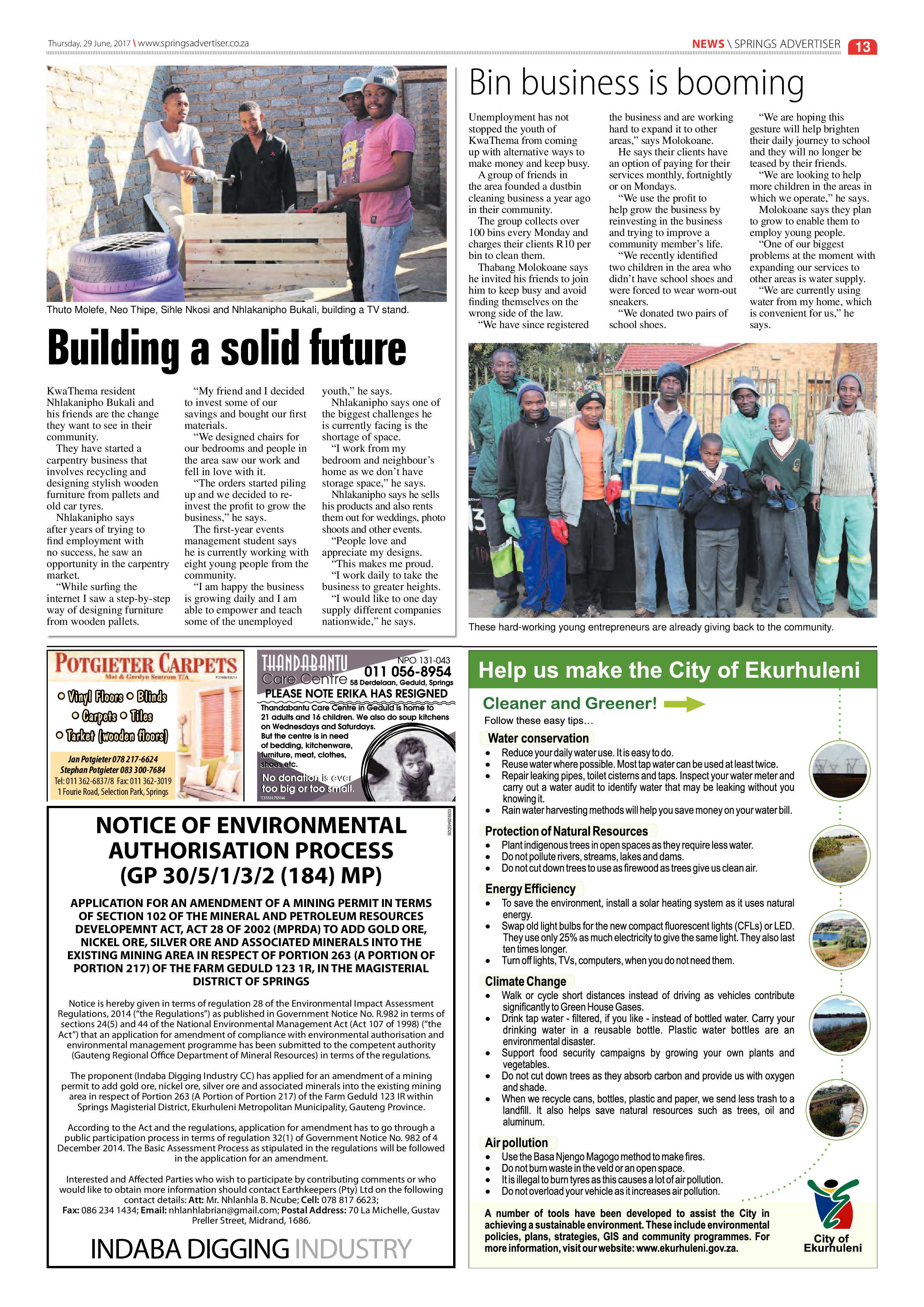 Springs Advertiser 29 June 2017 page 13
