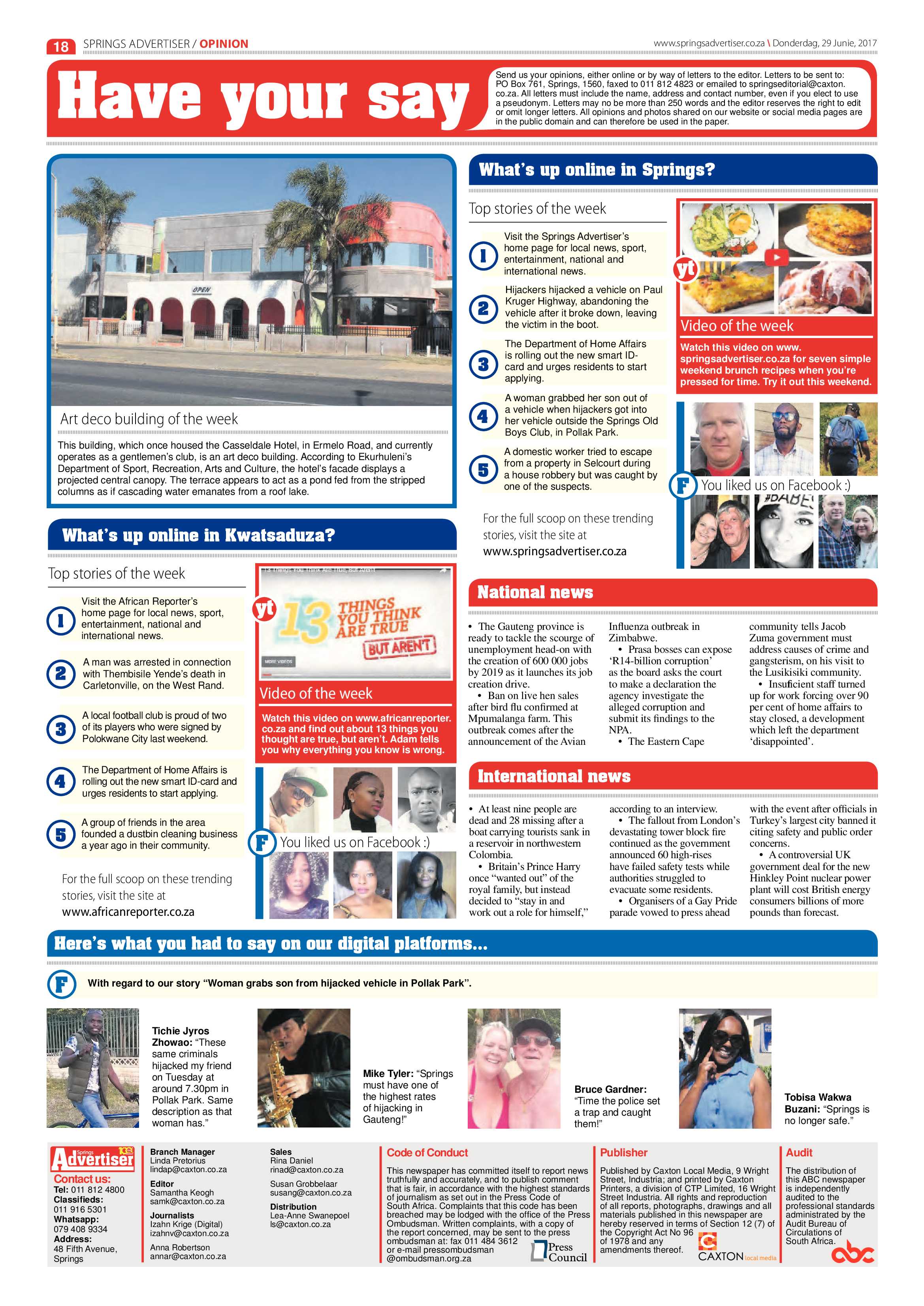 Springs Advertiser 29 June 2017 page 18