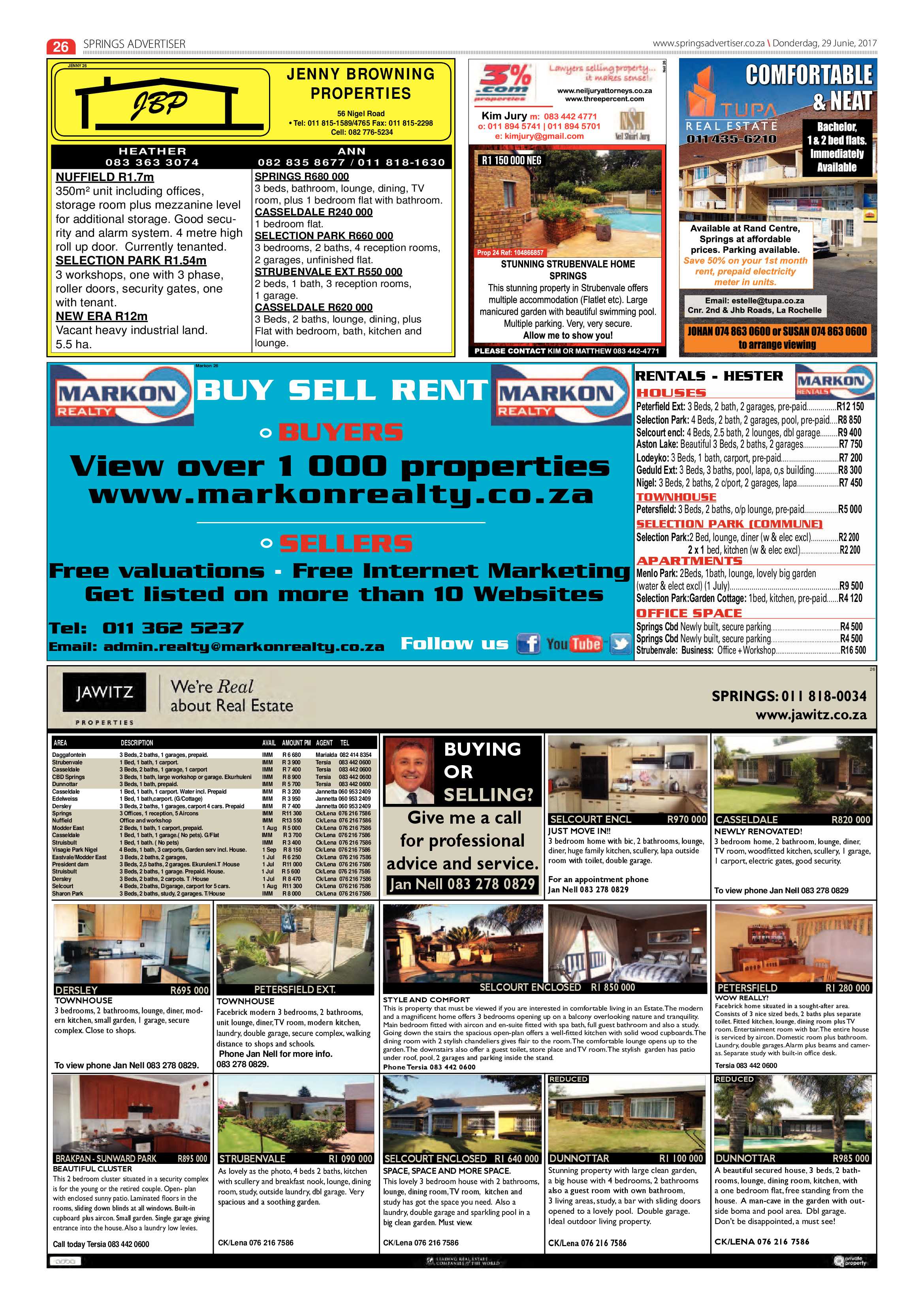 Springs Advertiser 29 June 2017 page 26