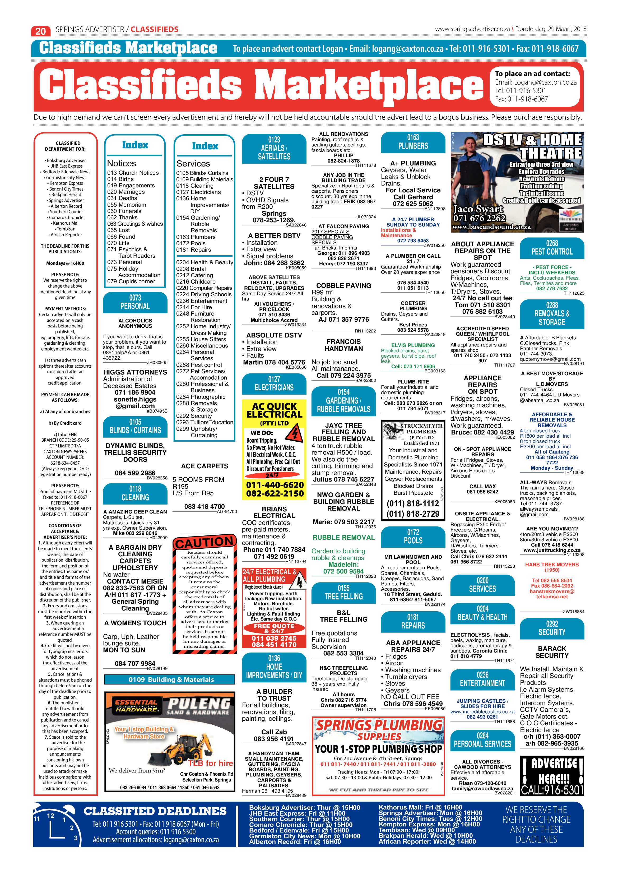 Springs Advertiser 29 March 2018 page 20