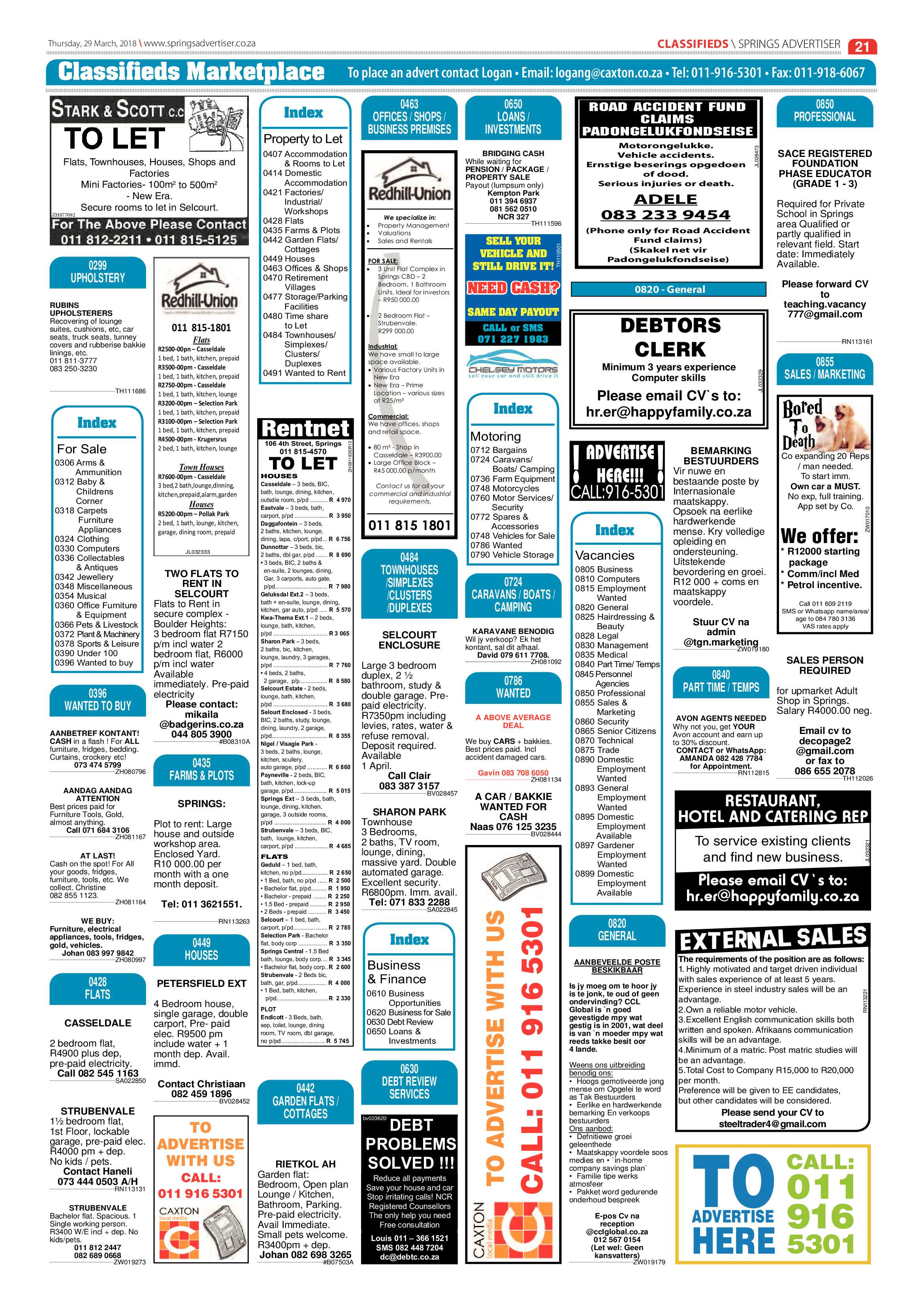 Springs Advertiser 29 March 2018 page 21
