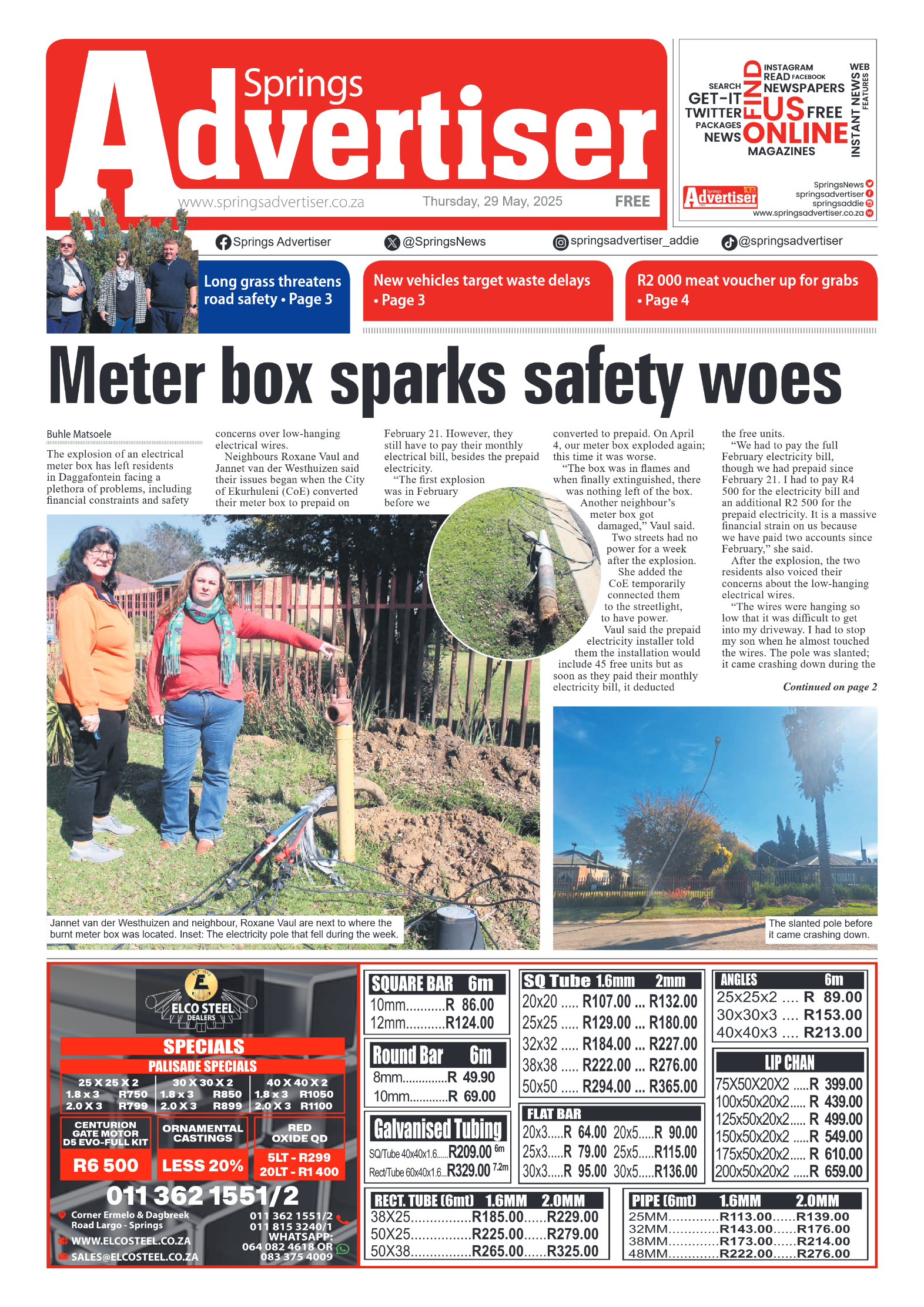 Springs Advertiser 29 May 2025 page 1