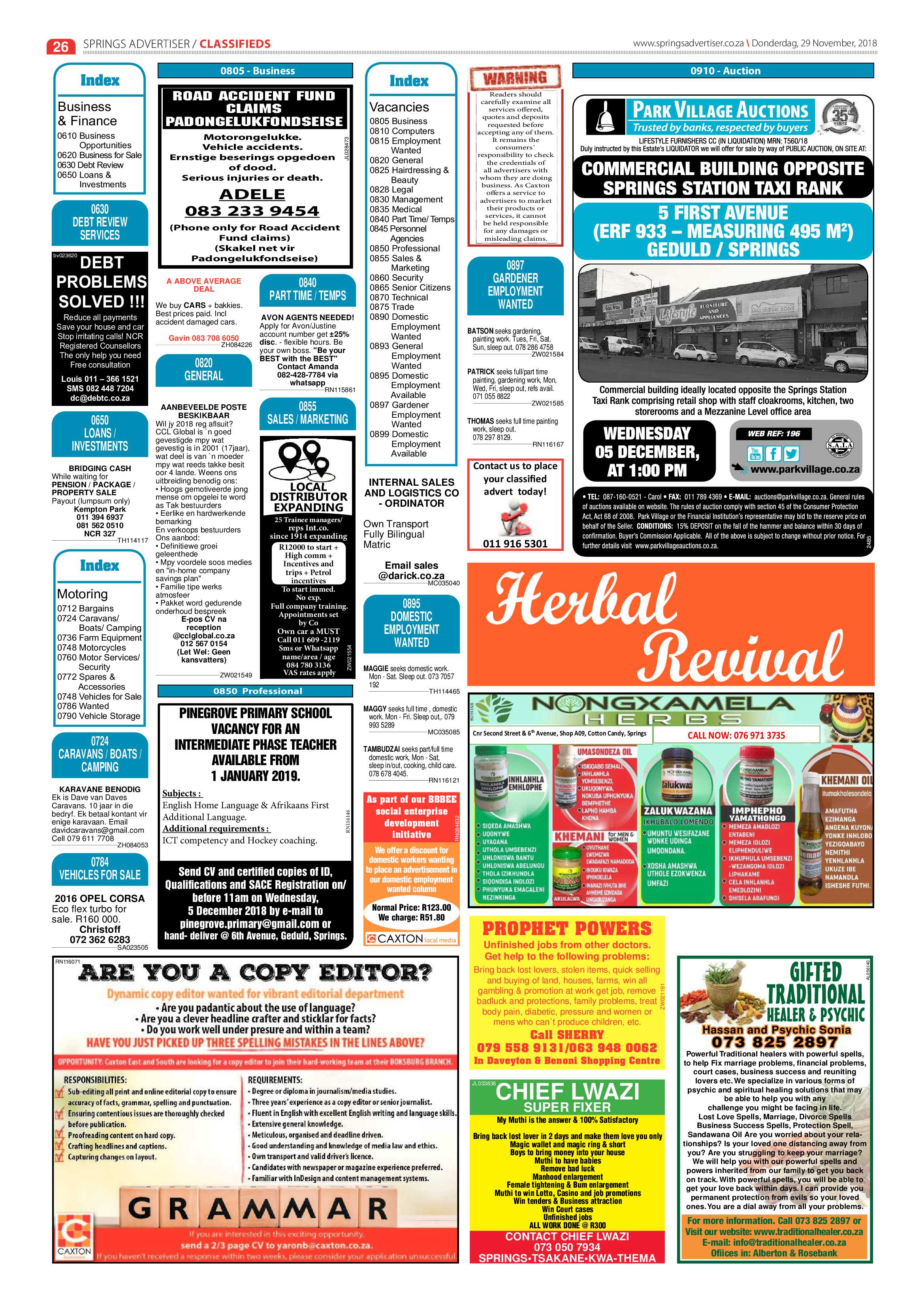 Springs Advertiser 29 November 2018 page 26