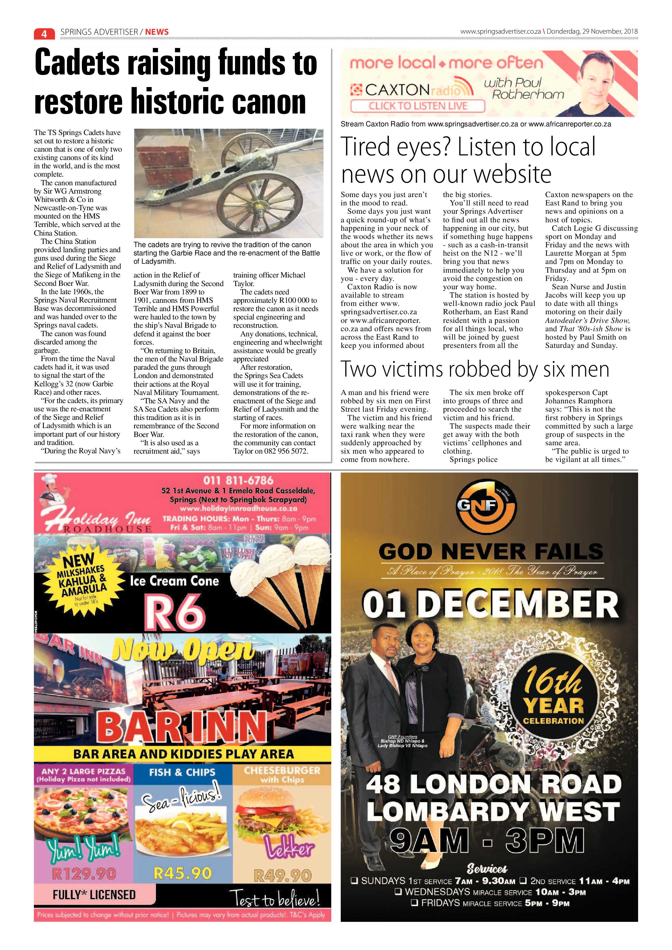 Springs Advertiser 29 November 2018 page 4