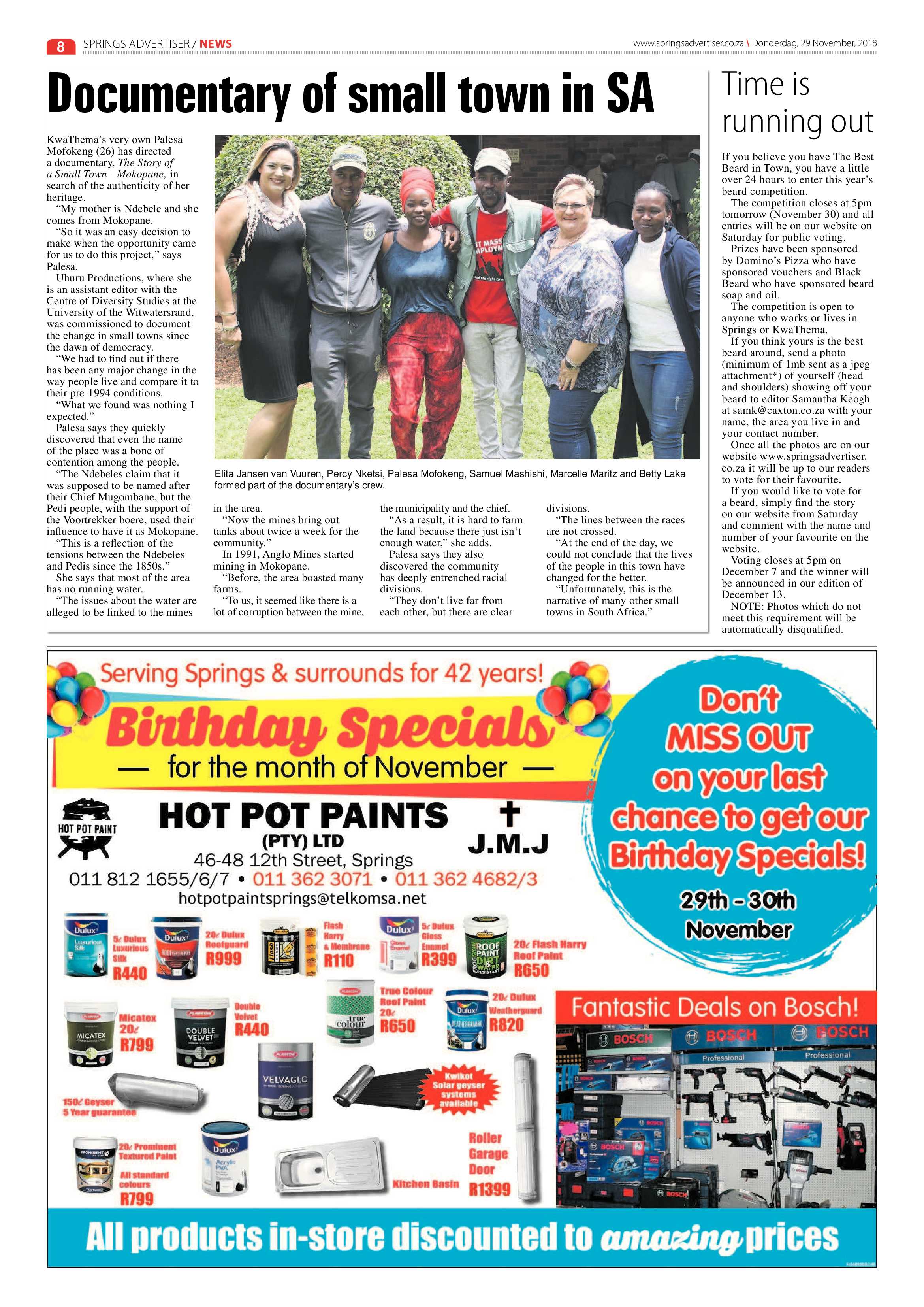Springs Advertiser 29 November 2018 page 8