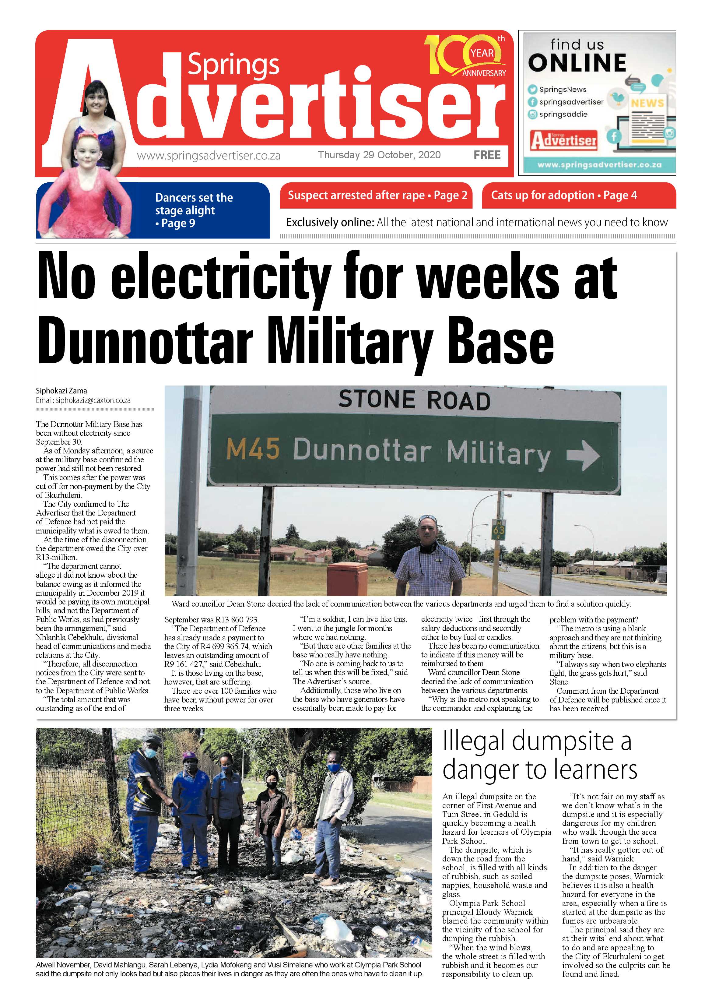 Springs Advertiser 29 October 2020 page 1