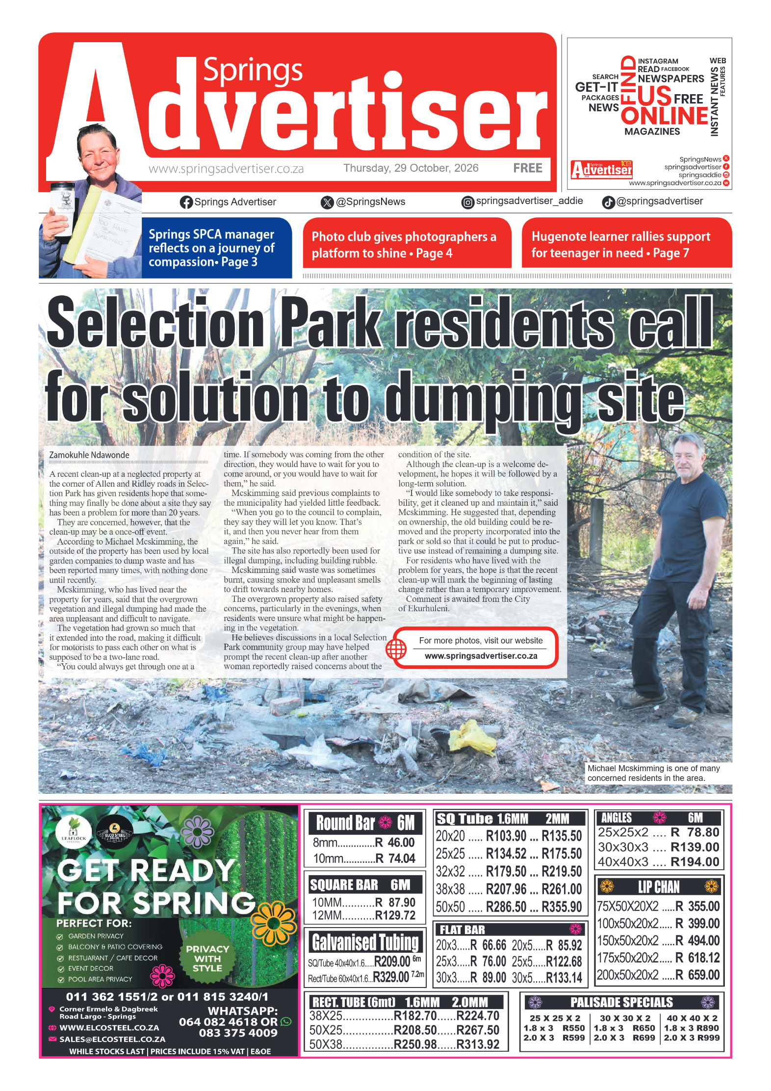 Springs Advertiser 29 October 2026 page 1