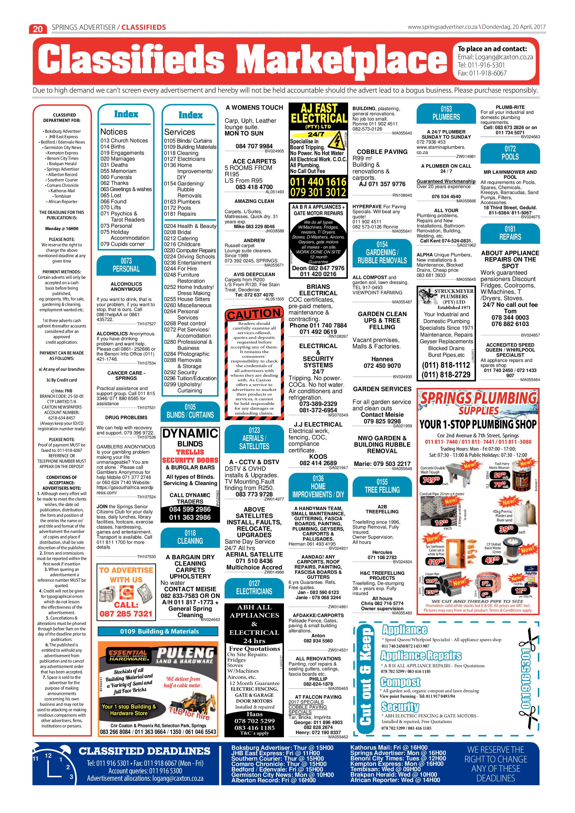 Springs Advertiser 2 April 2017 page 20