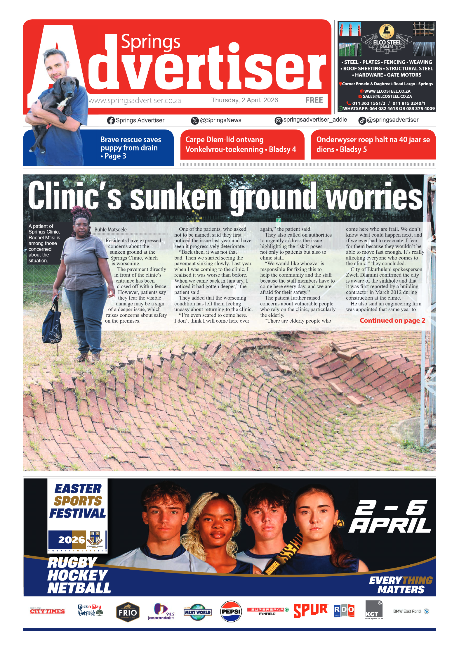 Springs Advertiser 2 April 2026 page 1