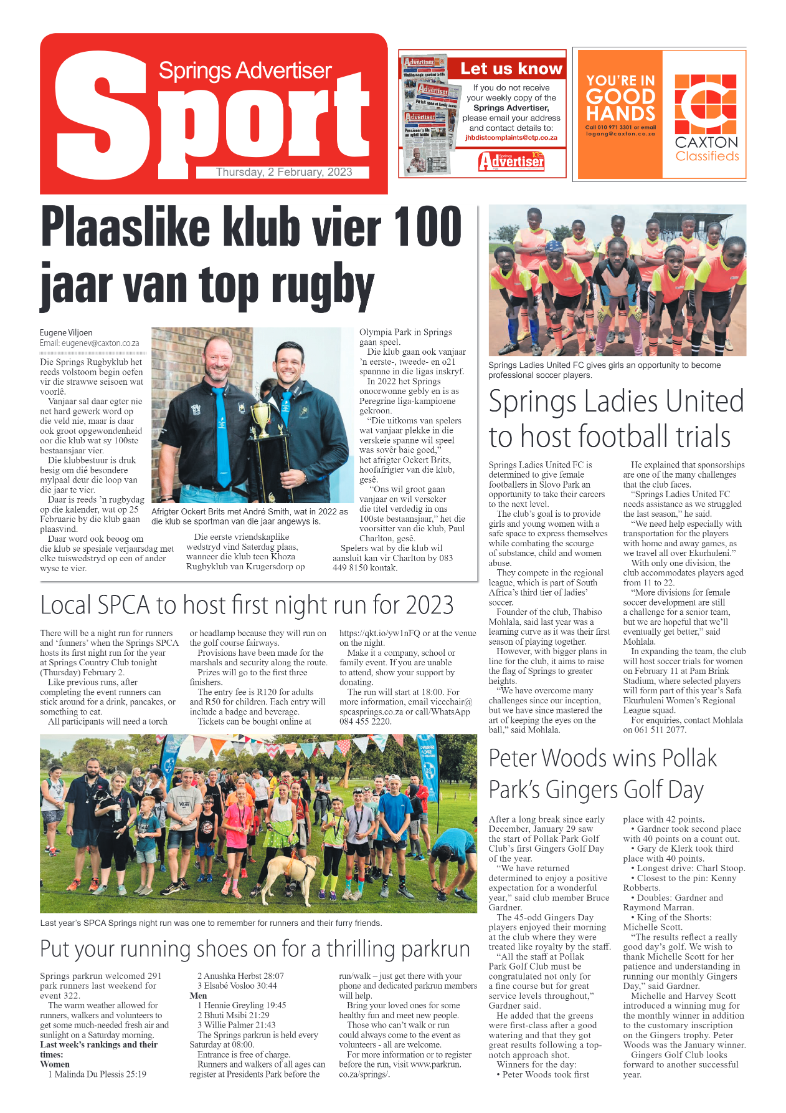 Springs Advertiser 2 February 2023 page 12