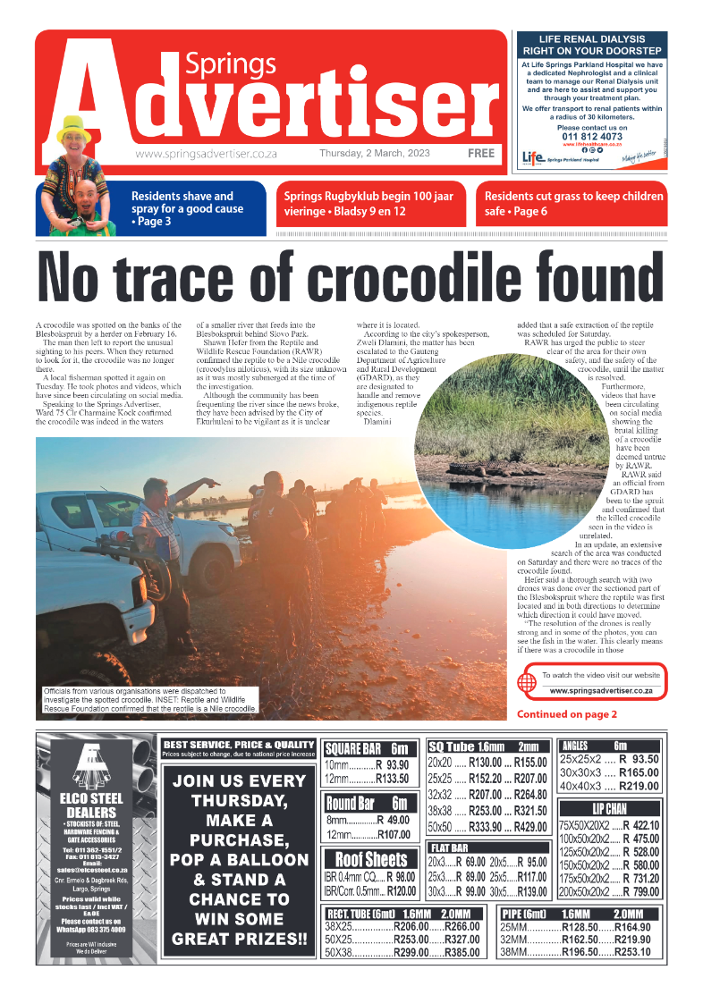Springs Advertiser 2 March 2023 page 1