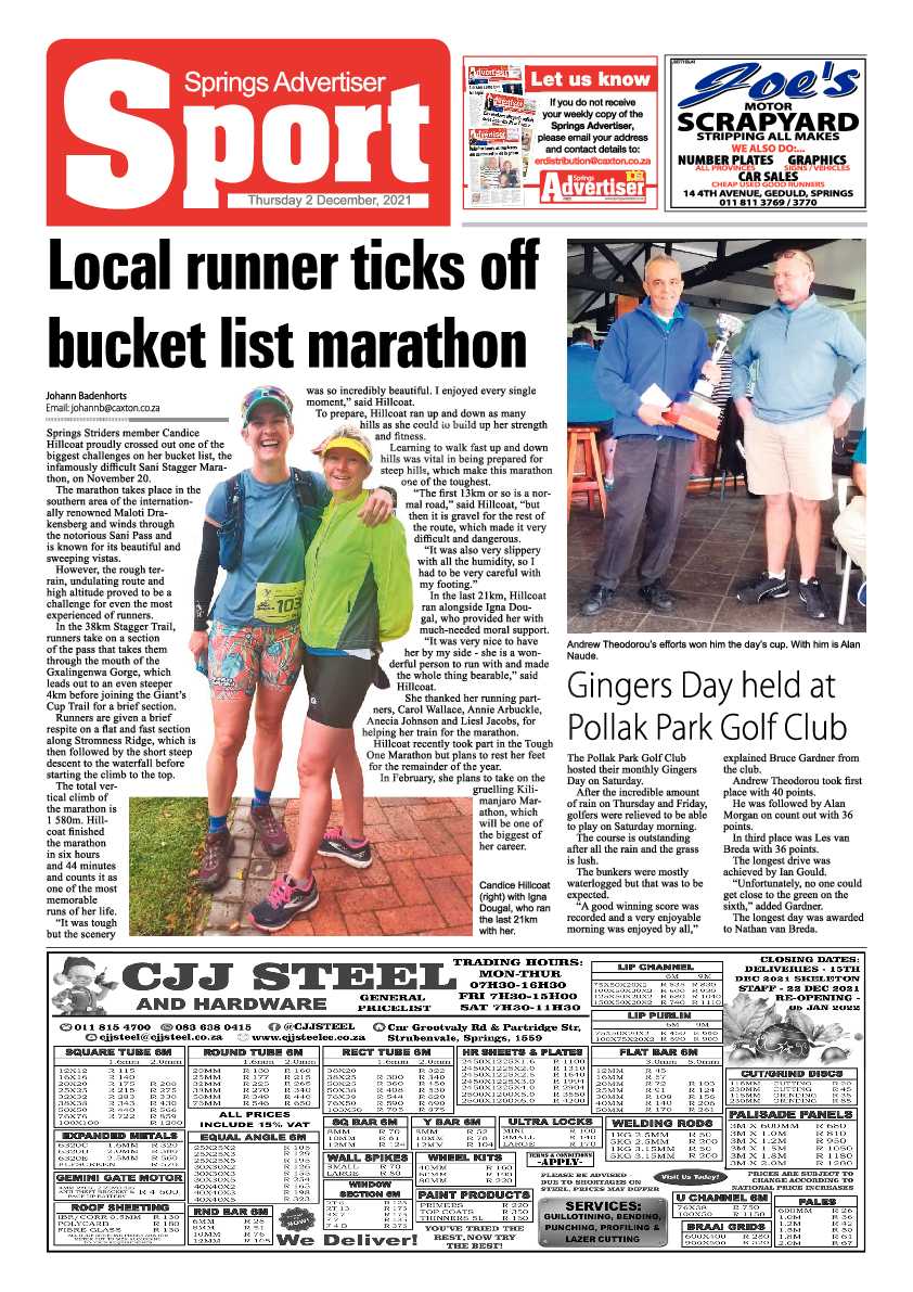 Springs Advertiser 2 December 2021 page 12