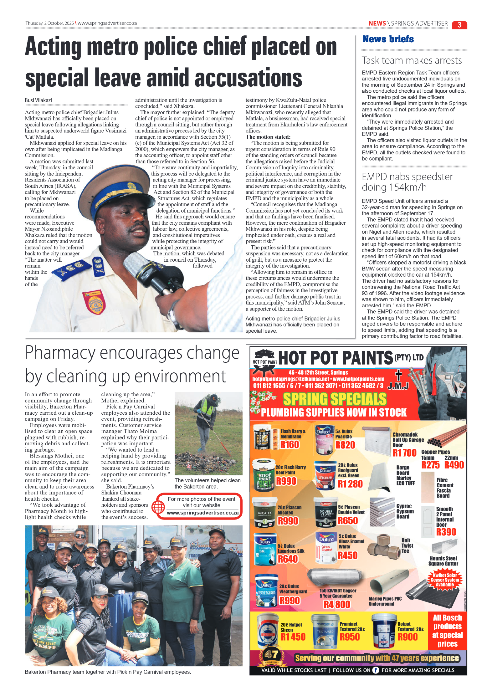Springs Advertiser 2 October 2025 page 3